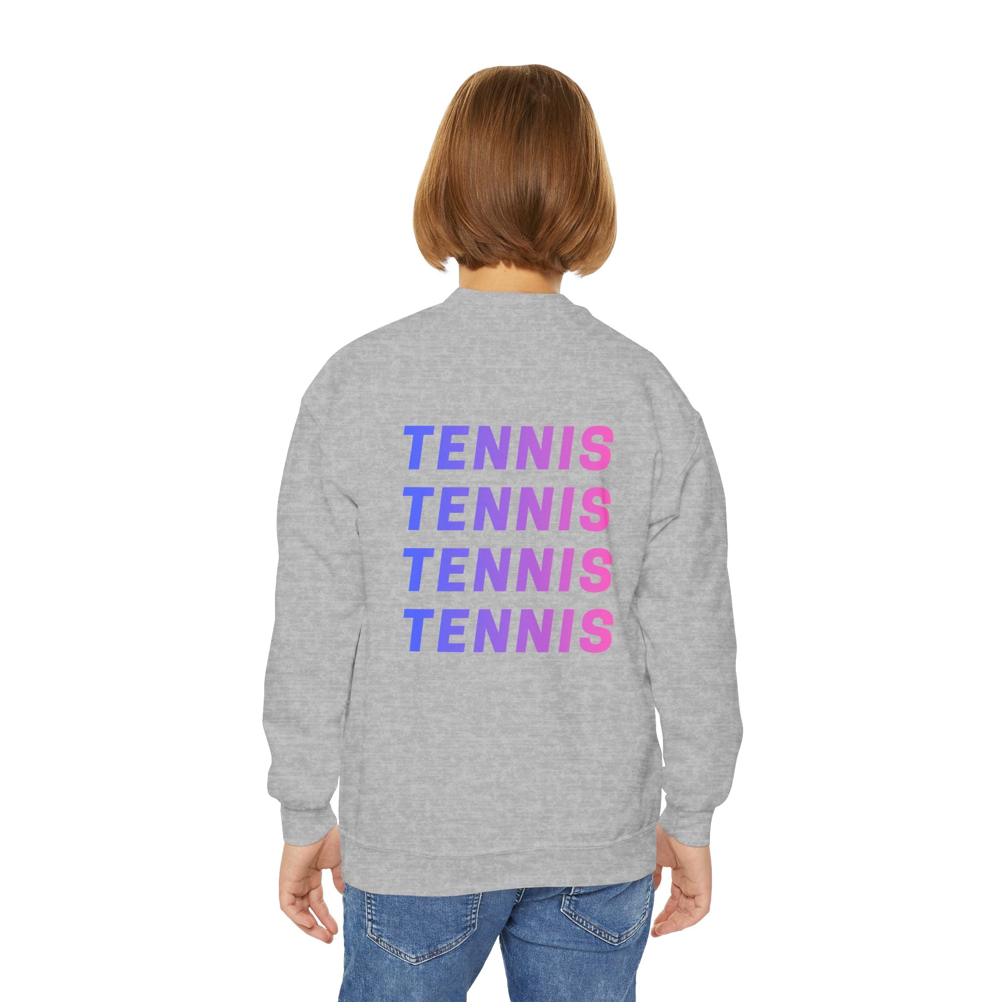 Girl's Junior Tennis Crewneck Sweatshirt – Retro Gradient "TENNIS" Graphic