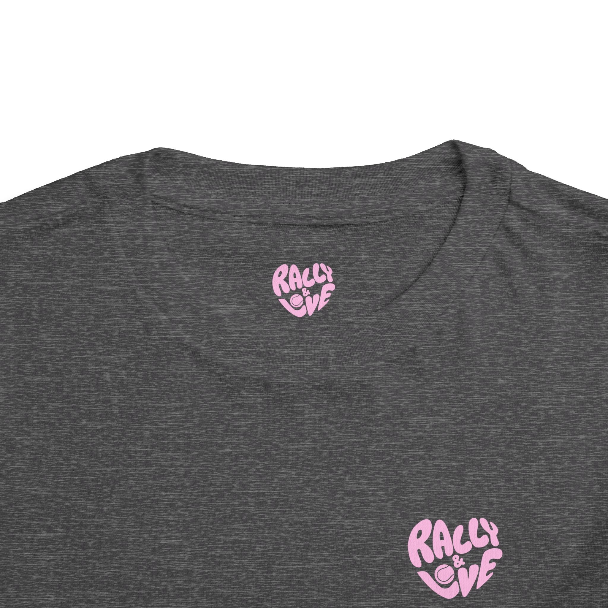 Girl's Toddler Junior Tee — 'Rally & Love' Heart Graphic Kids T-Shirt (bubblegum pink)