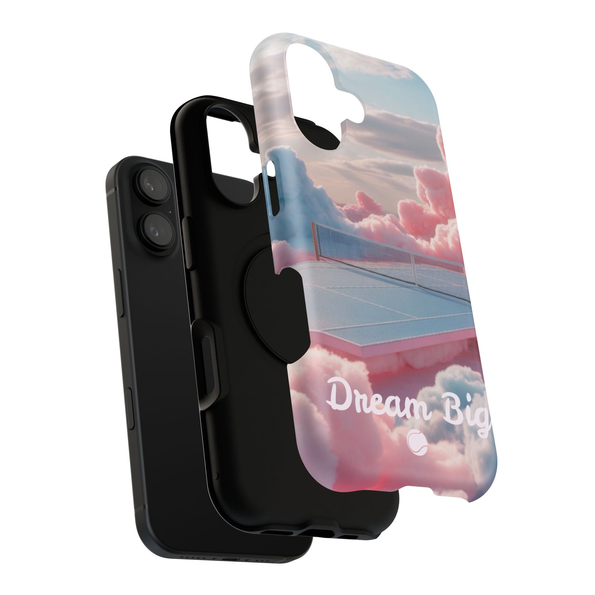 Tennis Impact-Resistant Phone Case — 'Dream Big' Pastel Cloud Tennis Court