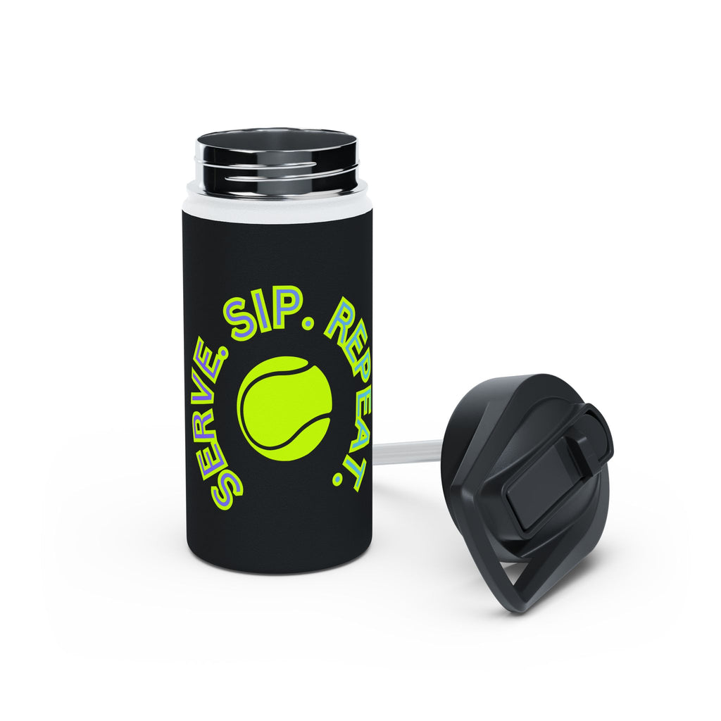 Juniors Stainless Steel Water Bottle, 12 oz — ‘Serve. Sip. Repeat.’ Sports Bottle