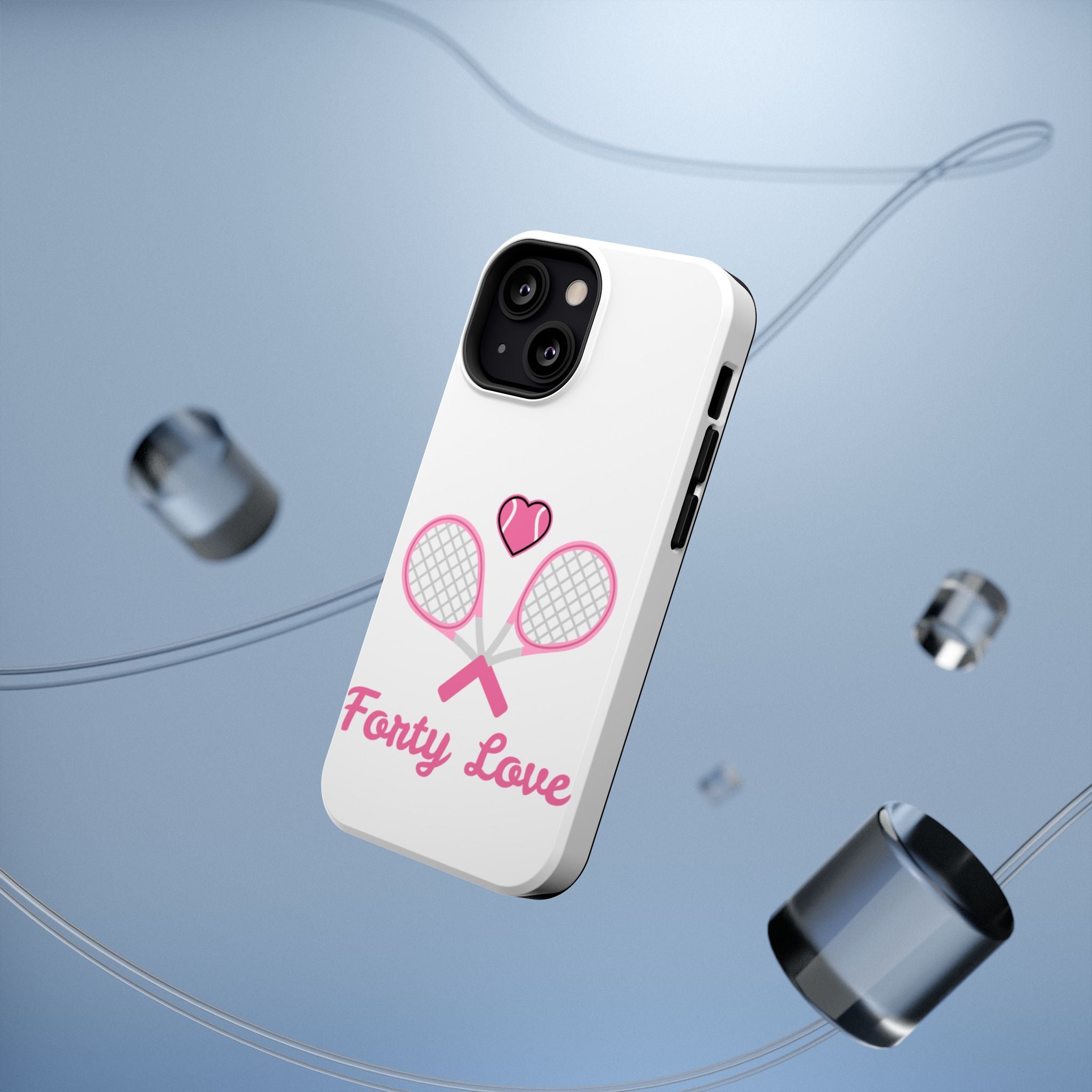 Tennis Impact‑Resistant Phone Case — 'Forty Love', pink/white