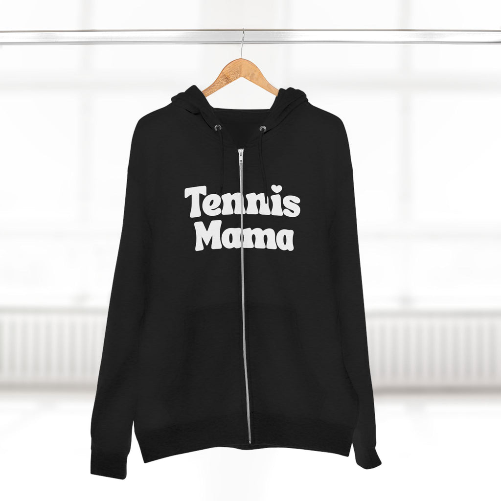 Women's Zip Hoodie — 'Tennis mama' Front Zip Hoodie sweatshirt (white)