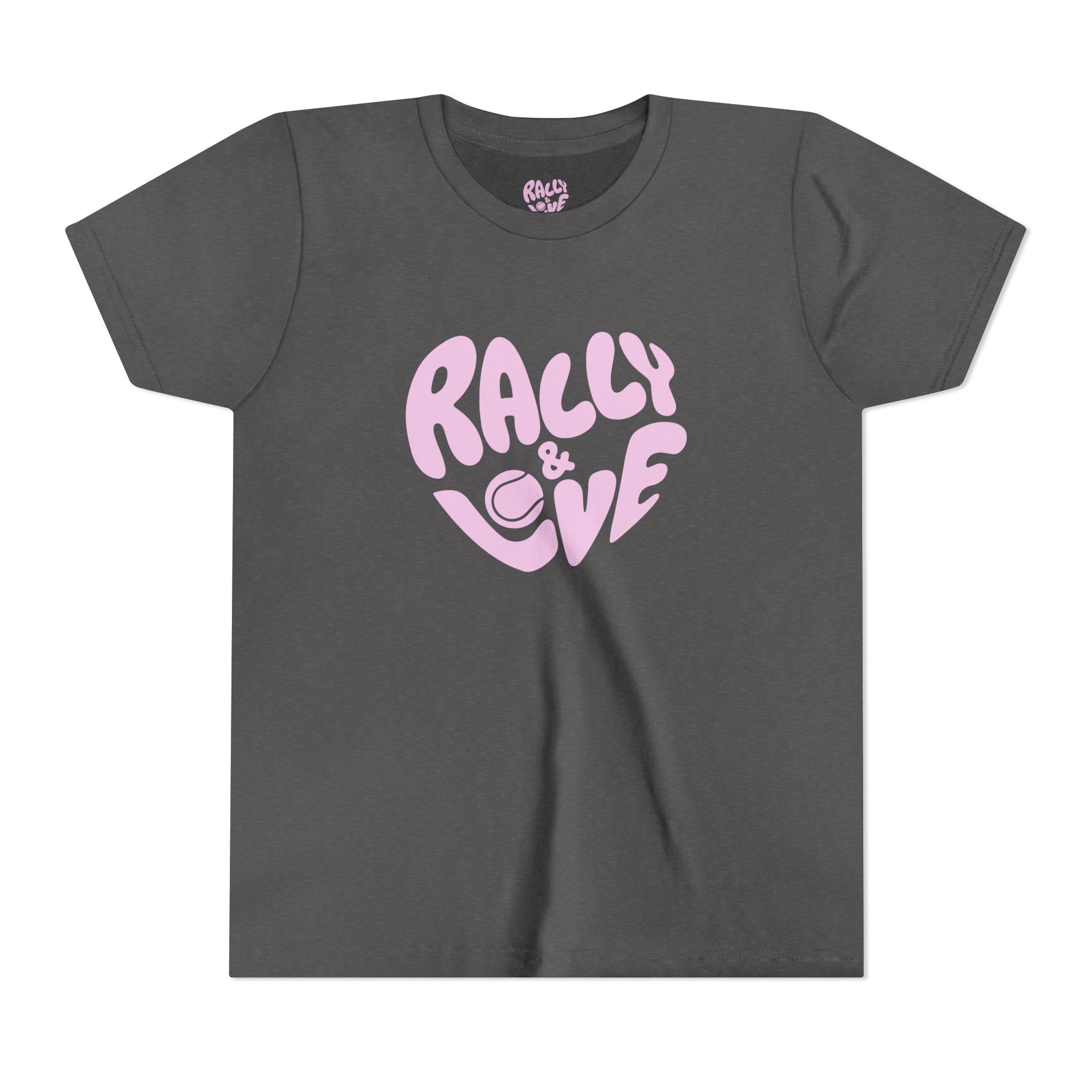 Girl's Junior Tee — 'Rally & Love' Heart logo T-Shirt (pink)