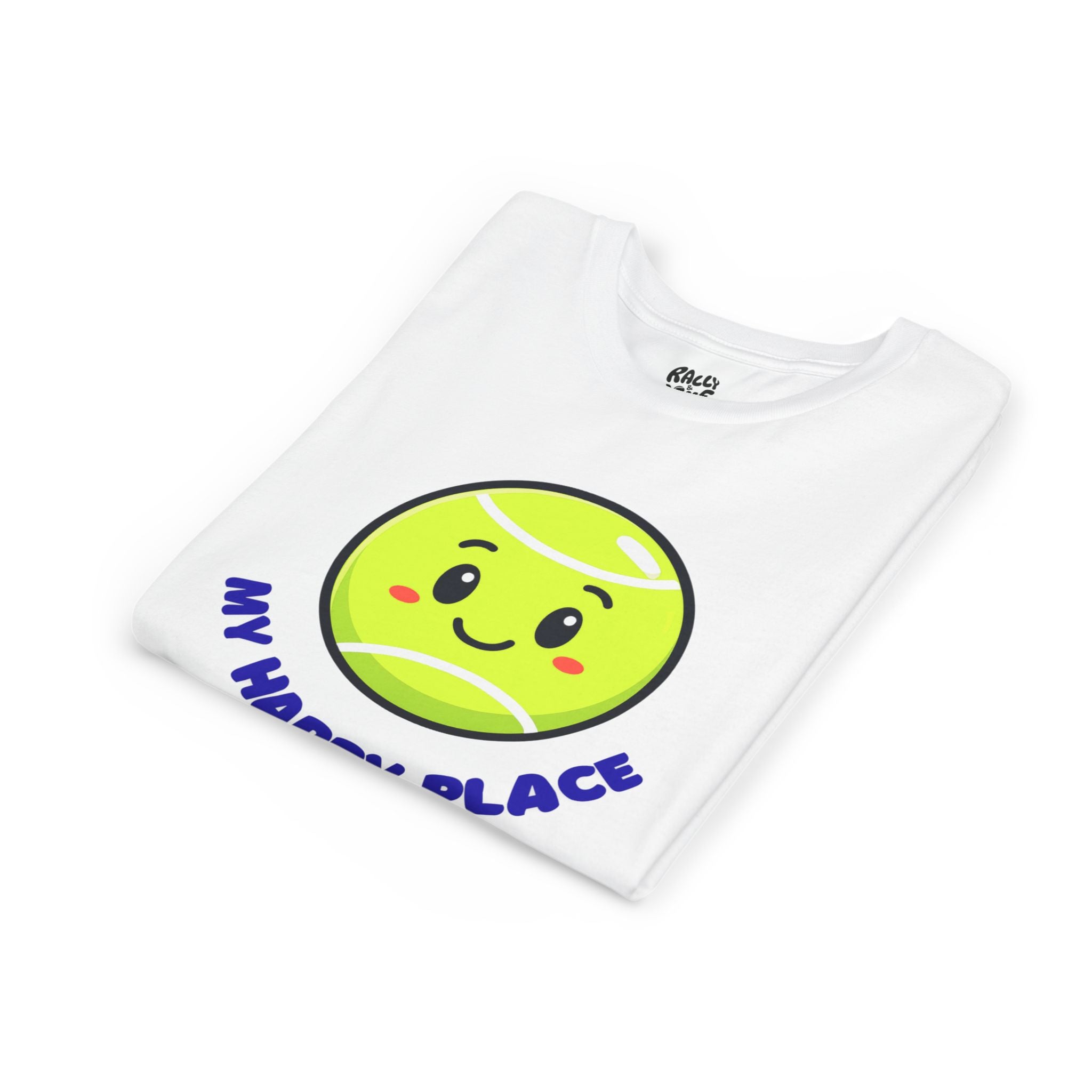 Boy's Junior Tee — Cute Smiling Tennis Ball "My Happy Place" Kids Shirt