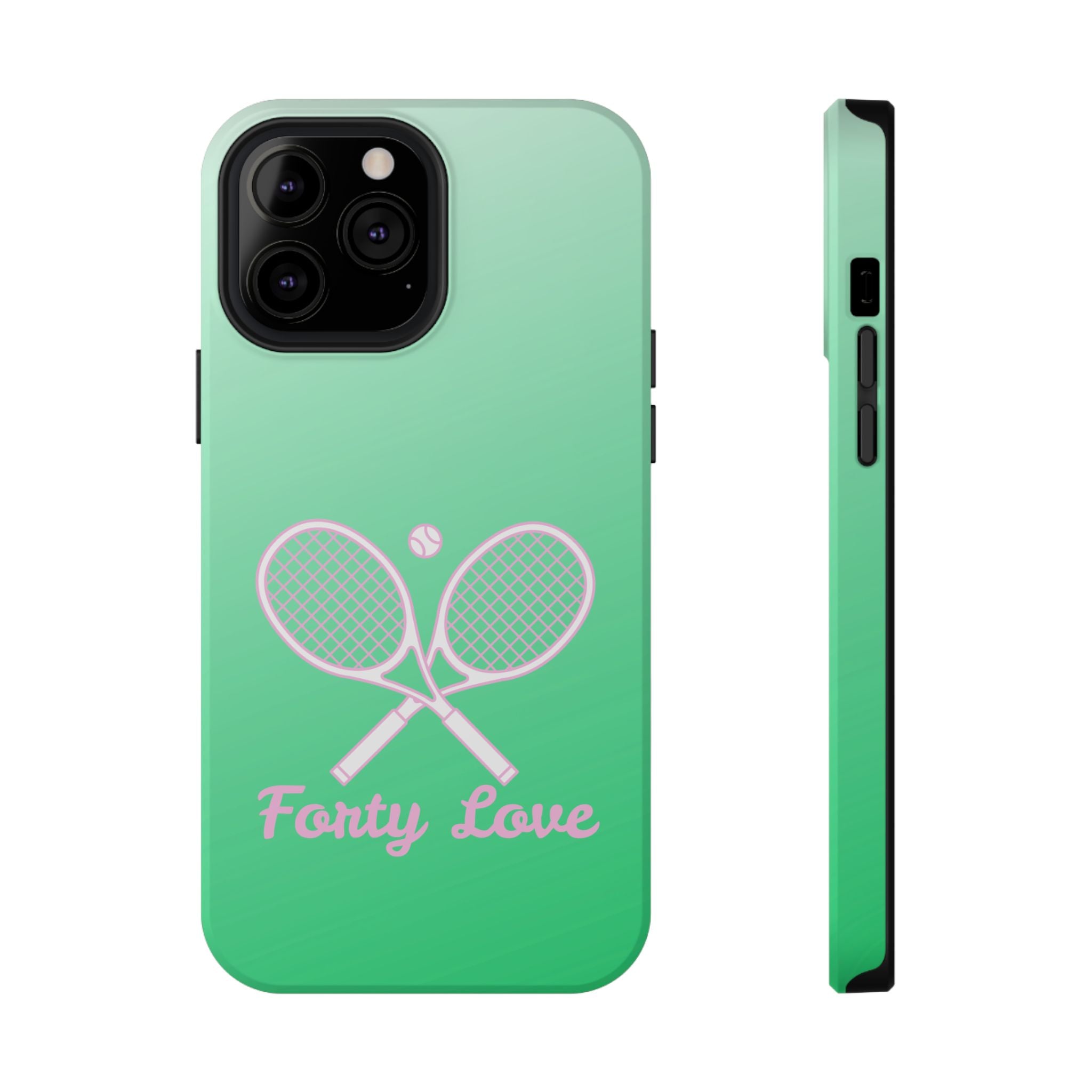 Tennis Impact-Resistant Phone Case — 'Forty Love', Green Gradient