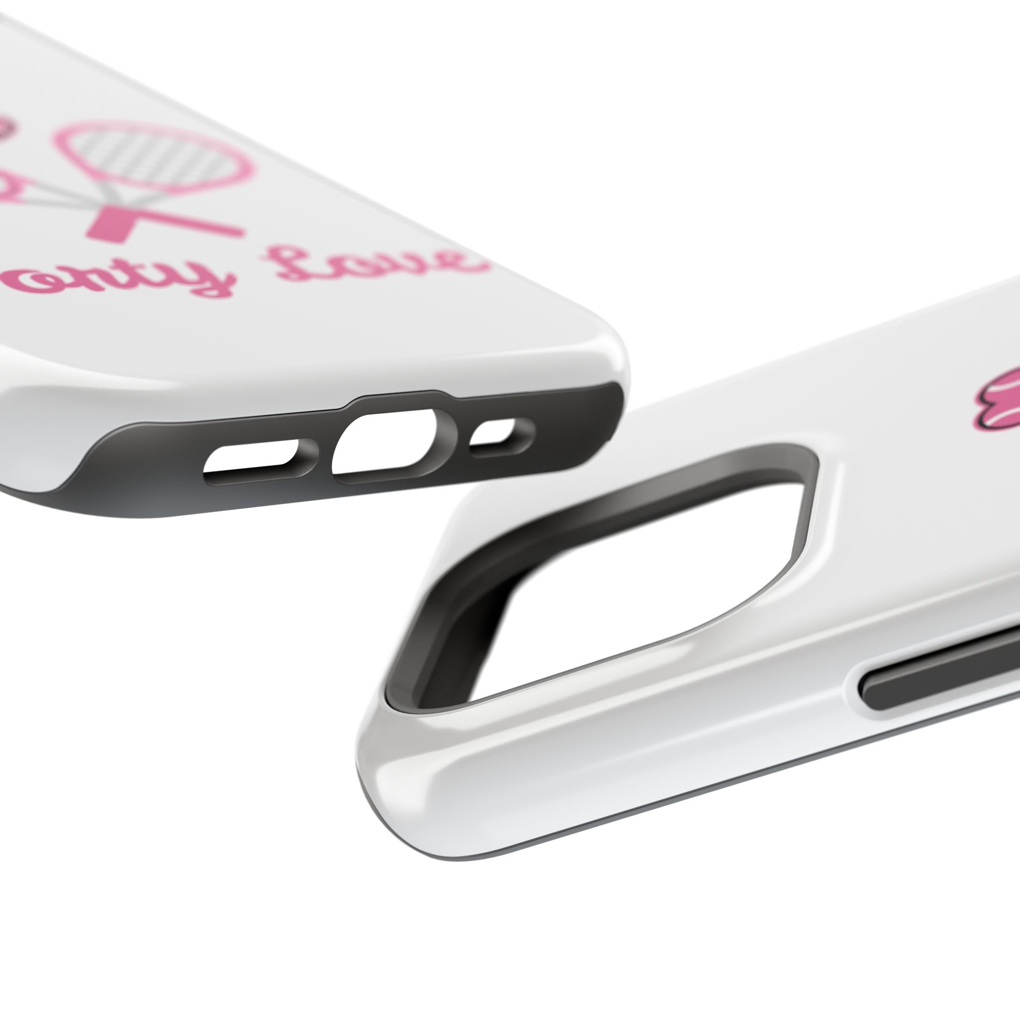 Tennis Impact‑Resistant Phone Case — 'Forty Love', pink/white