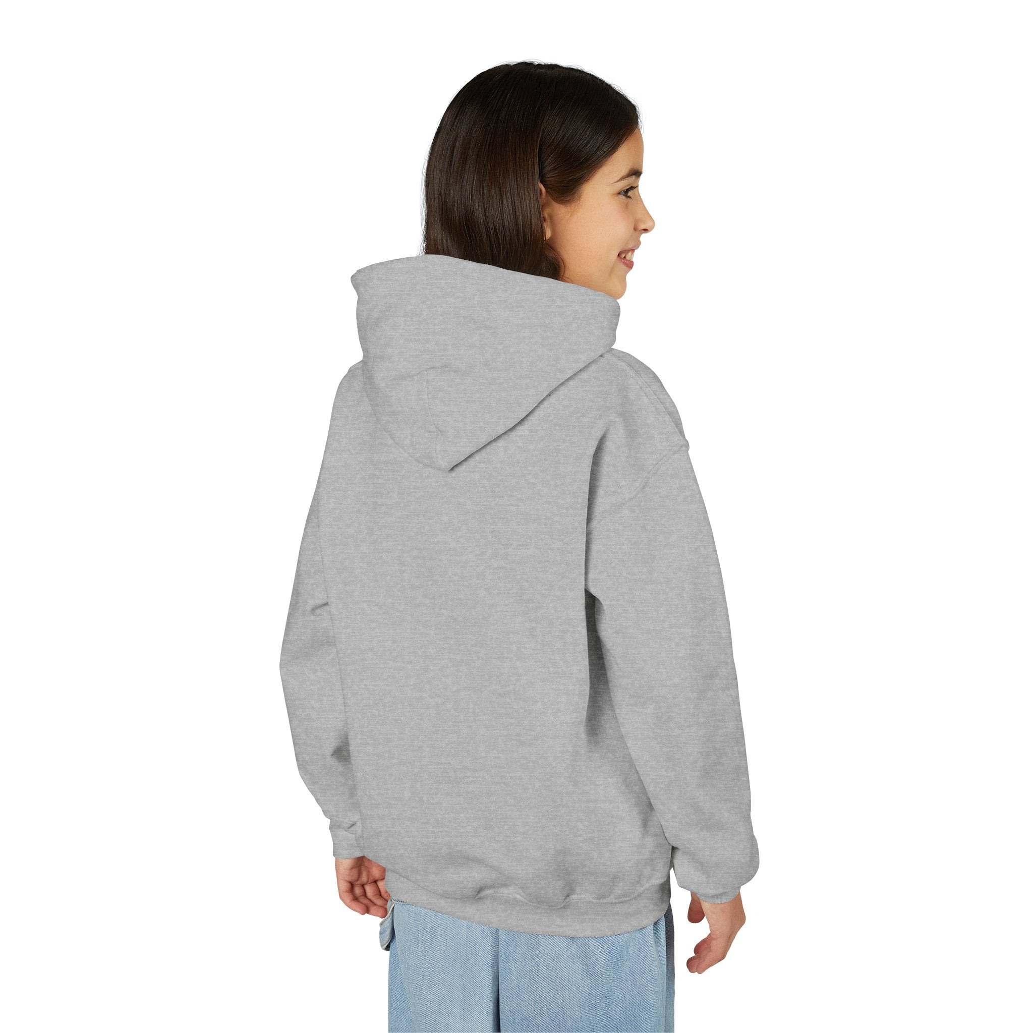 Girl's Junior Hoodie sweatshirt — "Rally & Love" Heart Chest Tennis Graphic Sweatshirt (Pink logo)