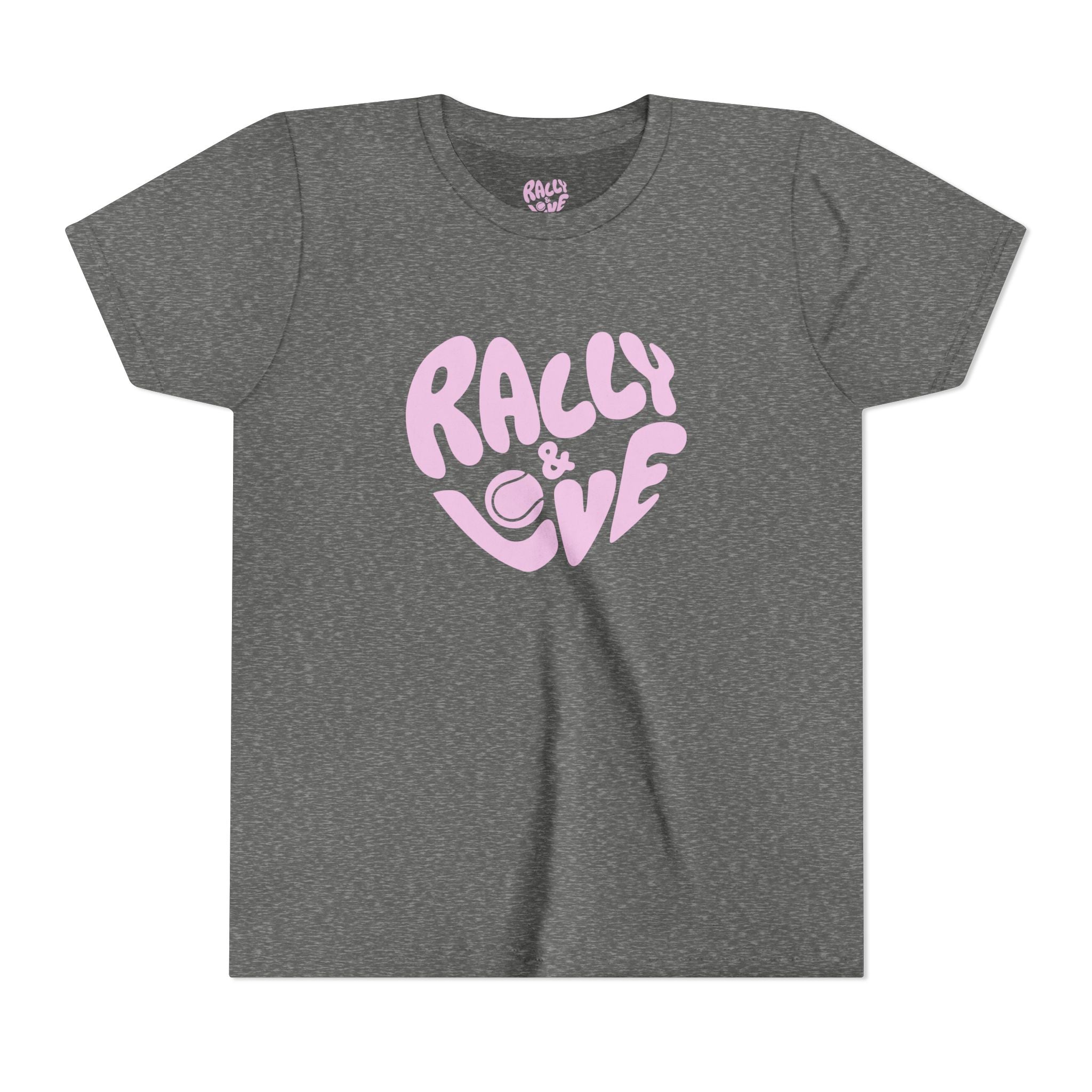 Girl's Junior Tee — 'Rally & Love' Heart logo T-Shirt (pink)