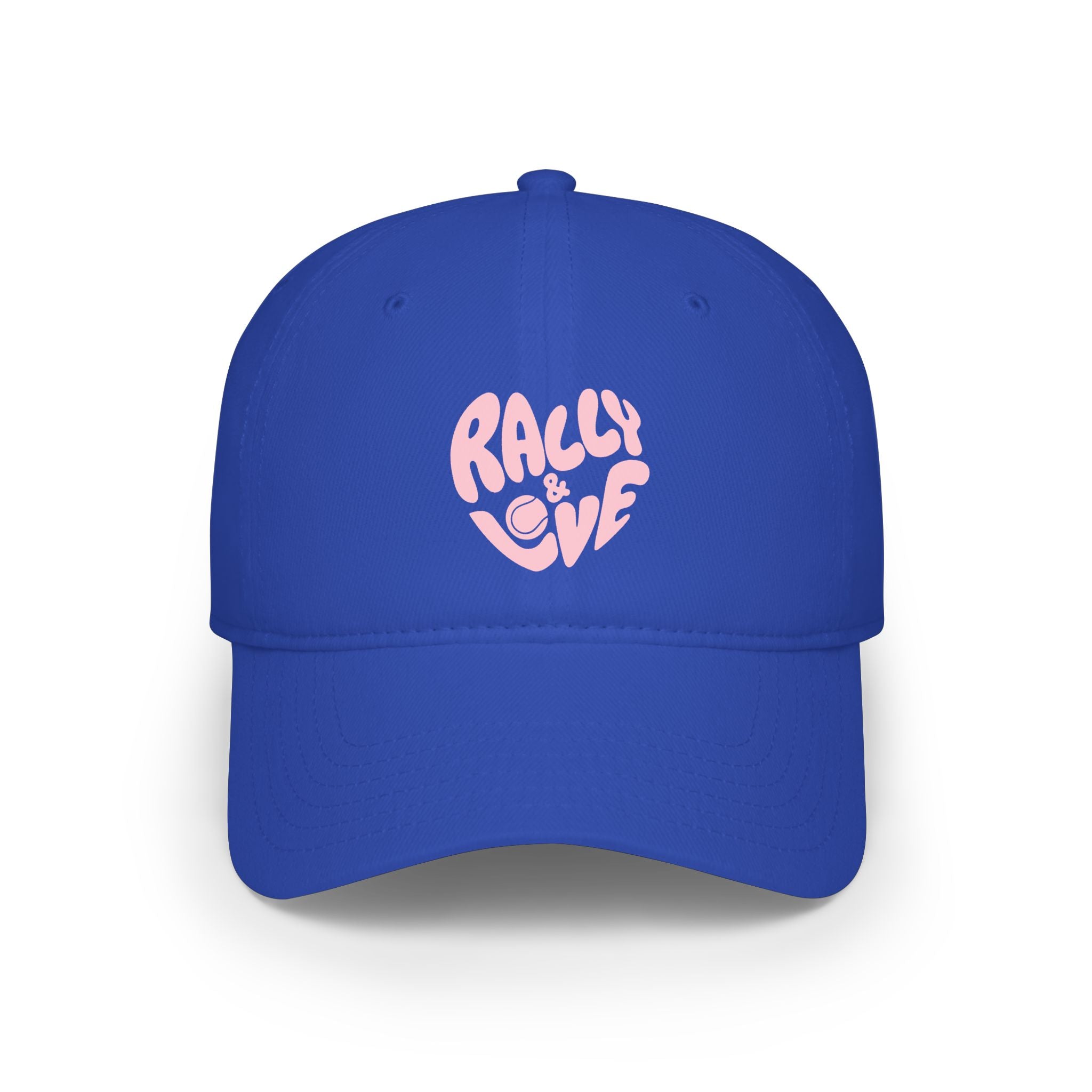 Women's Baseball Cap — "Rally & Love" Pink Logo, Graphic Low Profile Hat