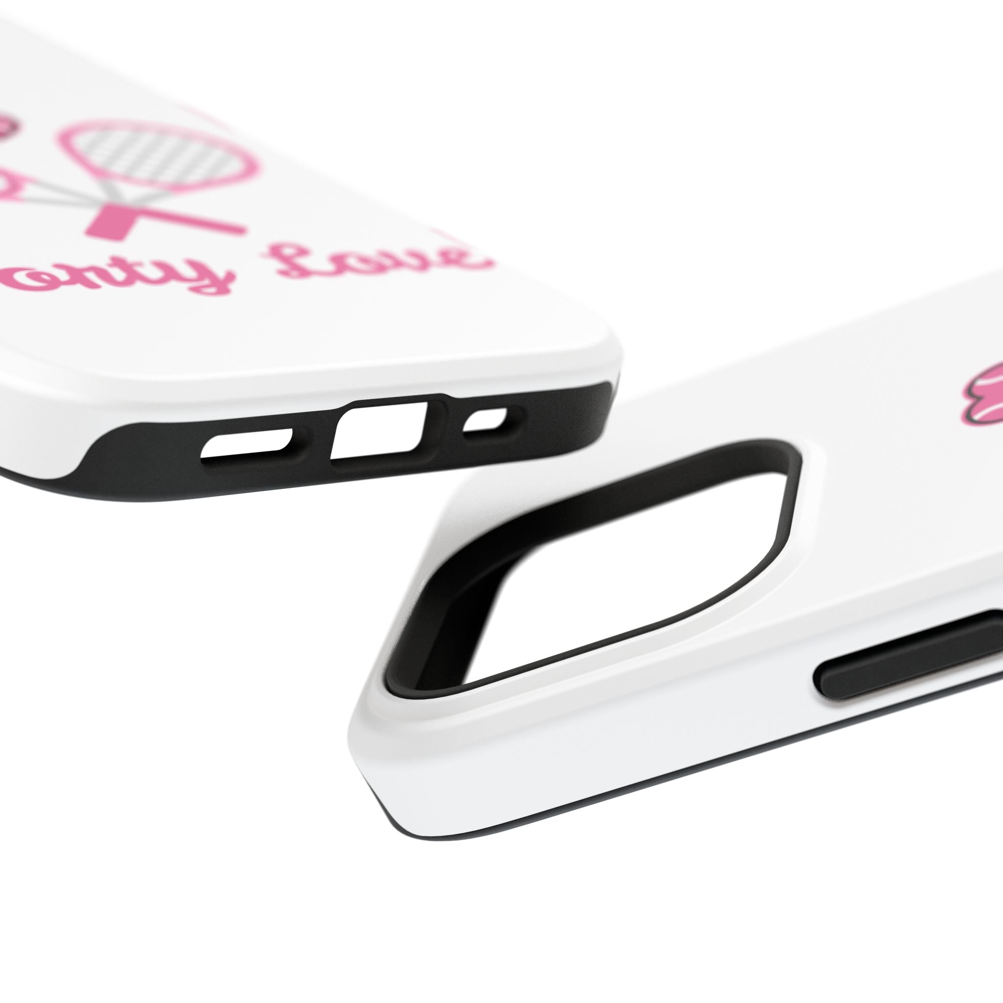 Tennis Impact‑Resistant Phone Case — 'Forty Love', pink/white