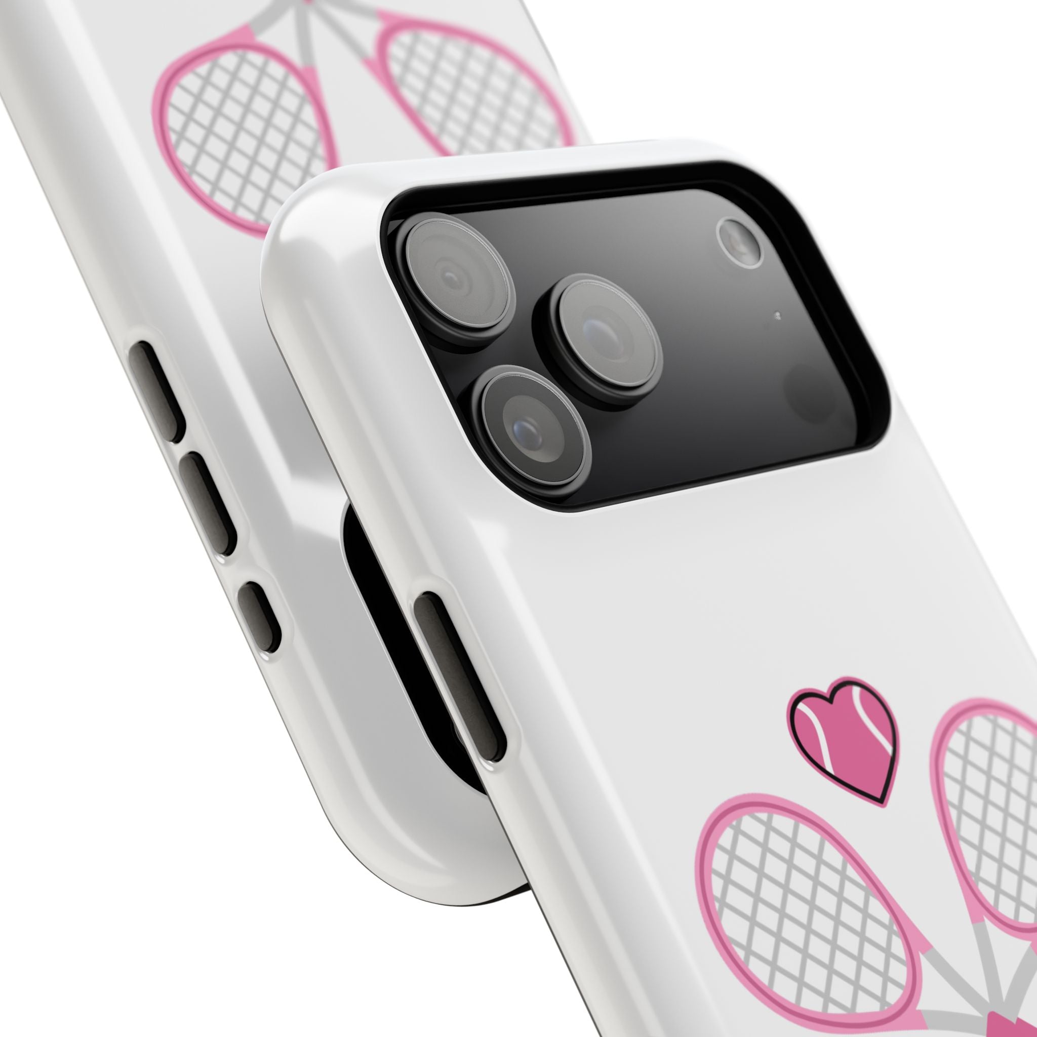 Tennis Impact‑Resistant Phone Case — 'Forty Love', pink/white