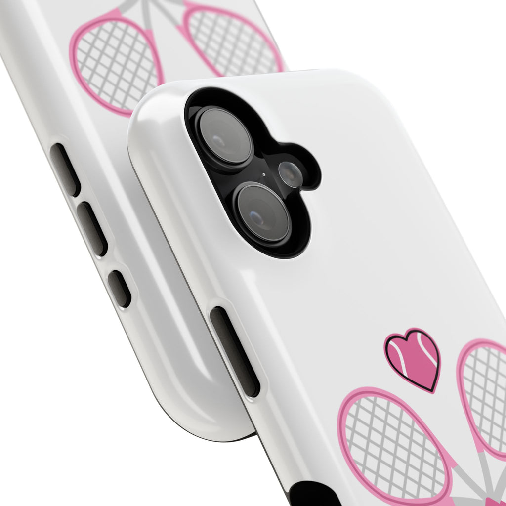 Tennis Impact‑Resistant Phone Case — 'Forty Love', pink/white
