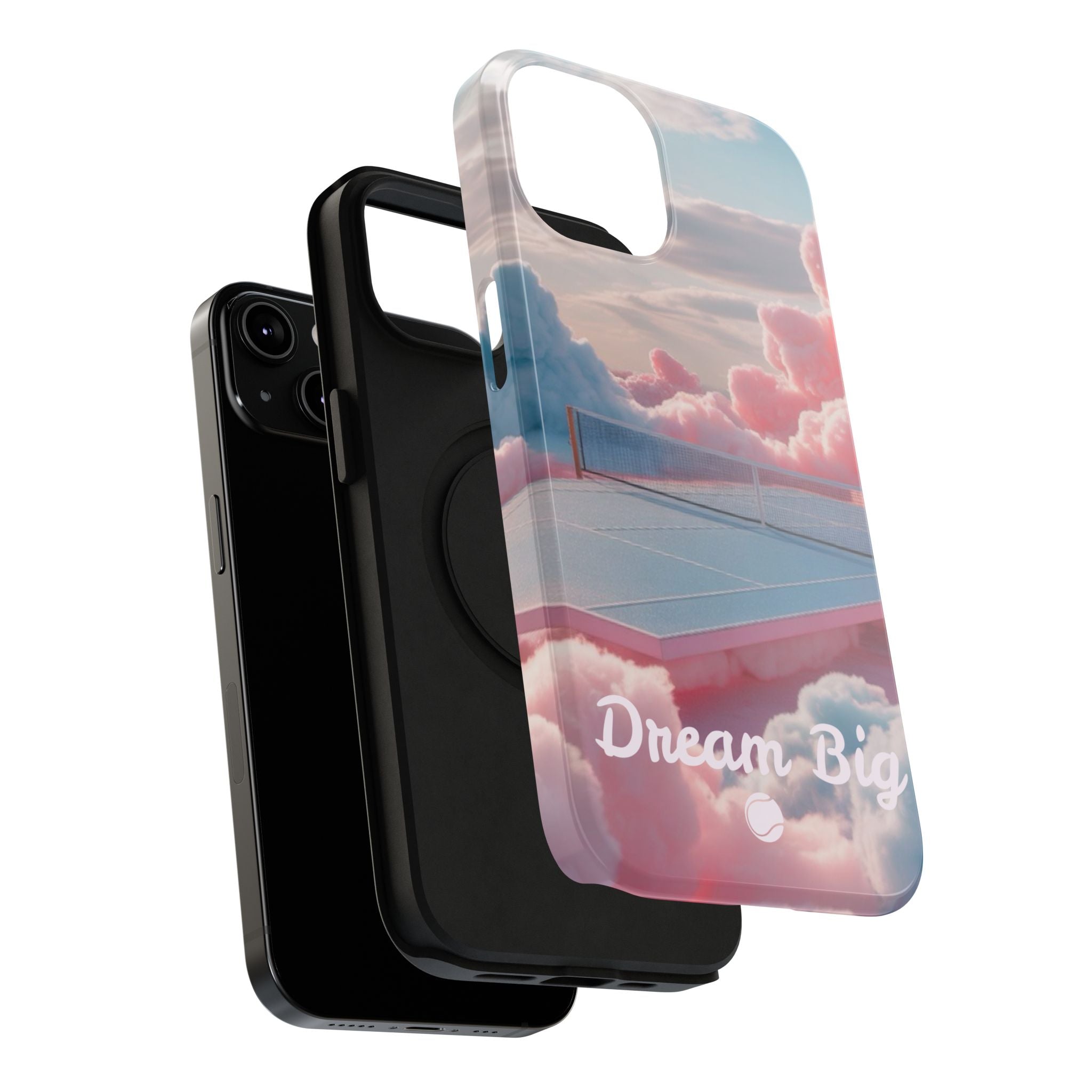 Tennis Impact-Resistant Phone Case — 'Dream Big' Pastel Cloud Tennis Court