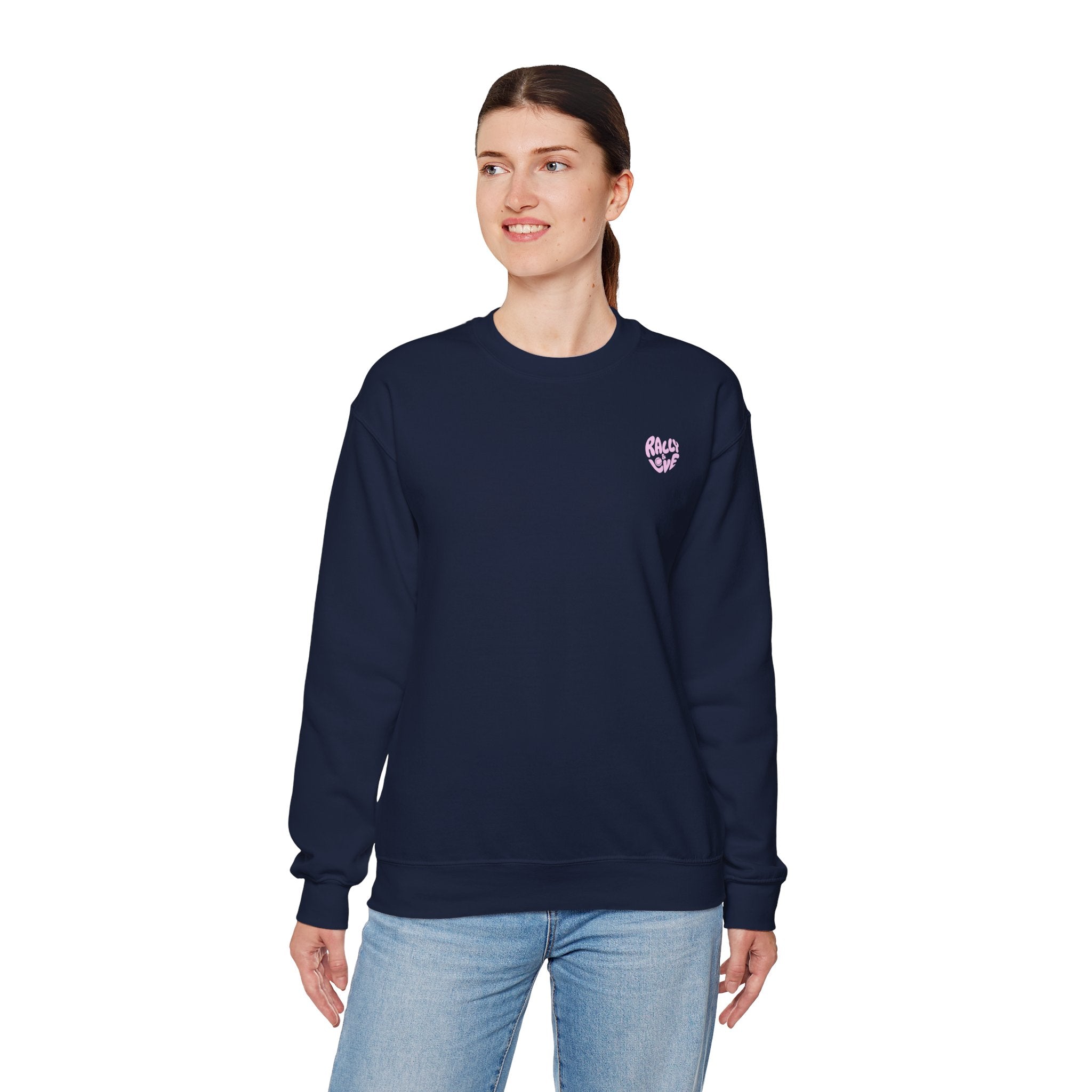 Women's Crewneck Sweatshirt - 'Tennis' Heart (R&L logo pink)