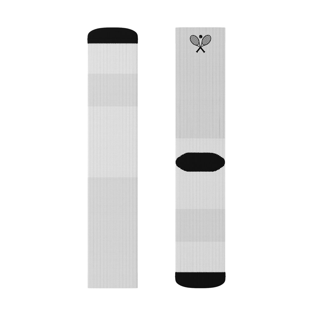 Men's Crew Socks — Custom, Black Tennis Racket/Ball Athletic Socks
