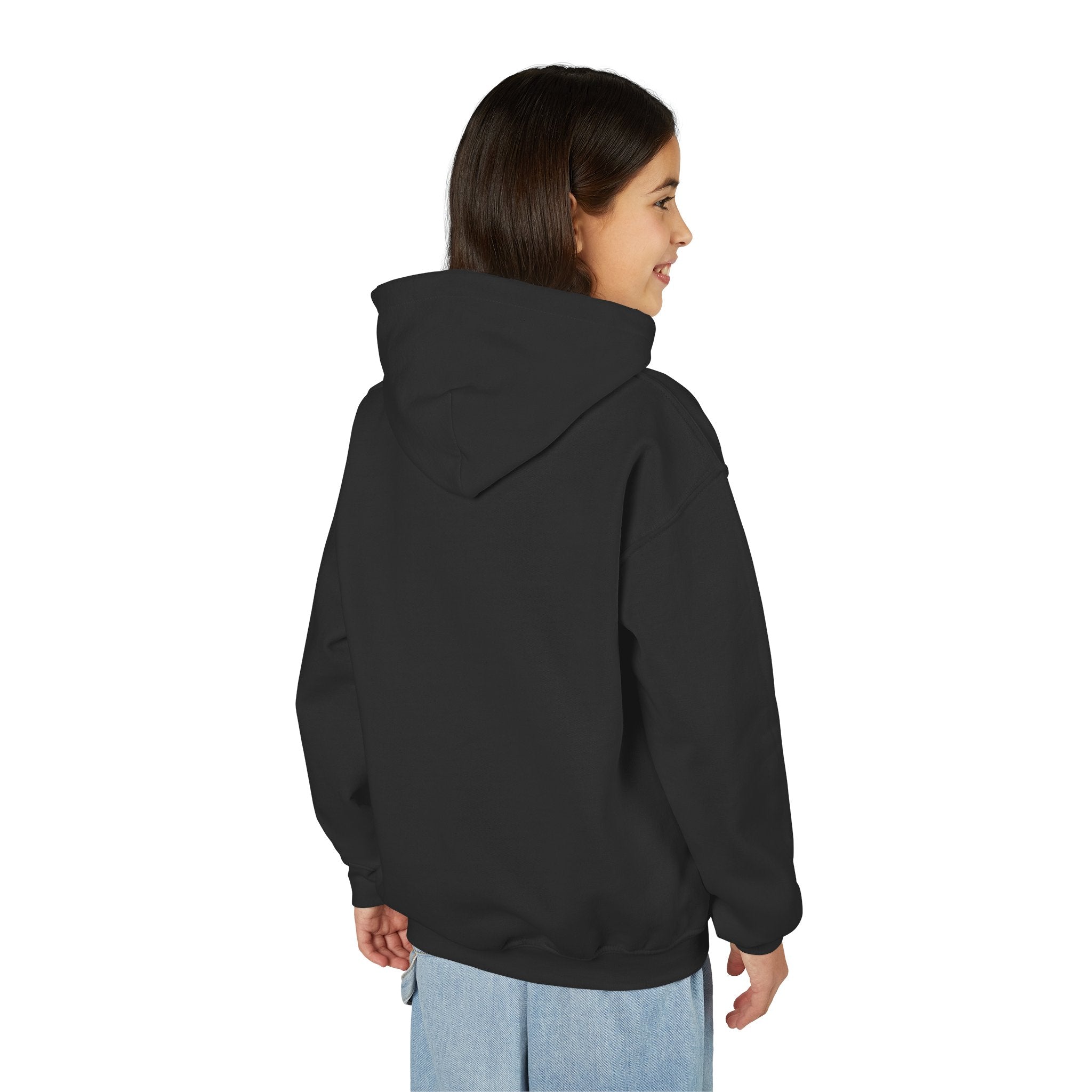 Girl's Junior Hoodie sweatshirt — "Rally & Love" Heart Chest Tennis Graphic Sweatshirt (Pink logo)
