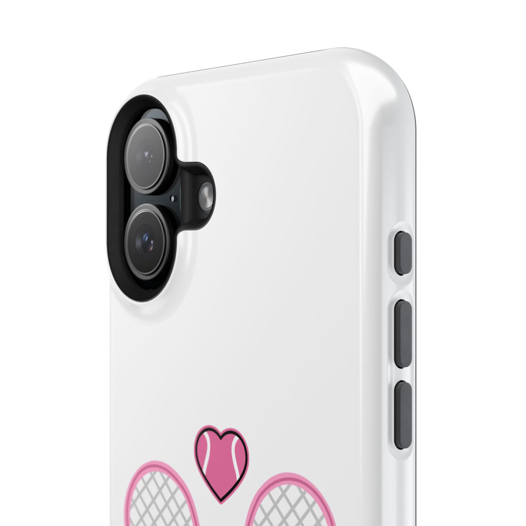Tennis Impact‑Resistant Phone Case — 'Forty Love', pink/white