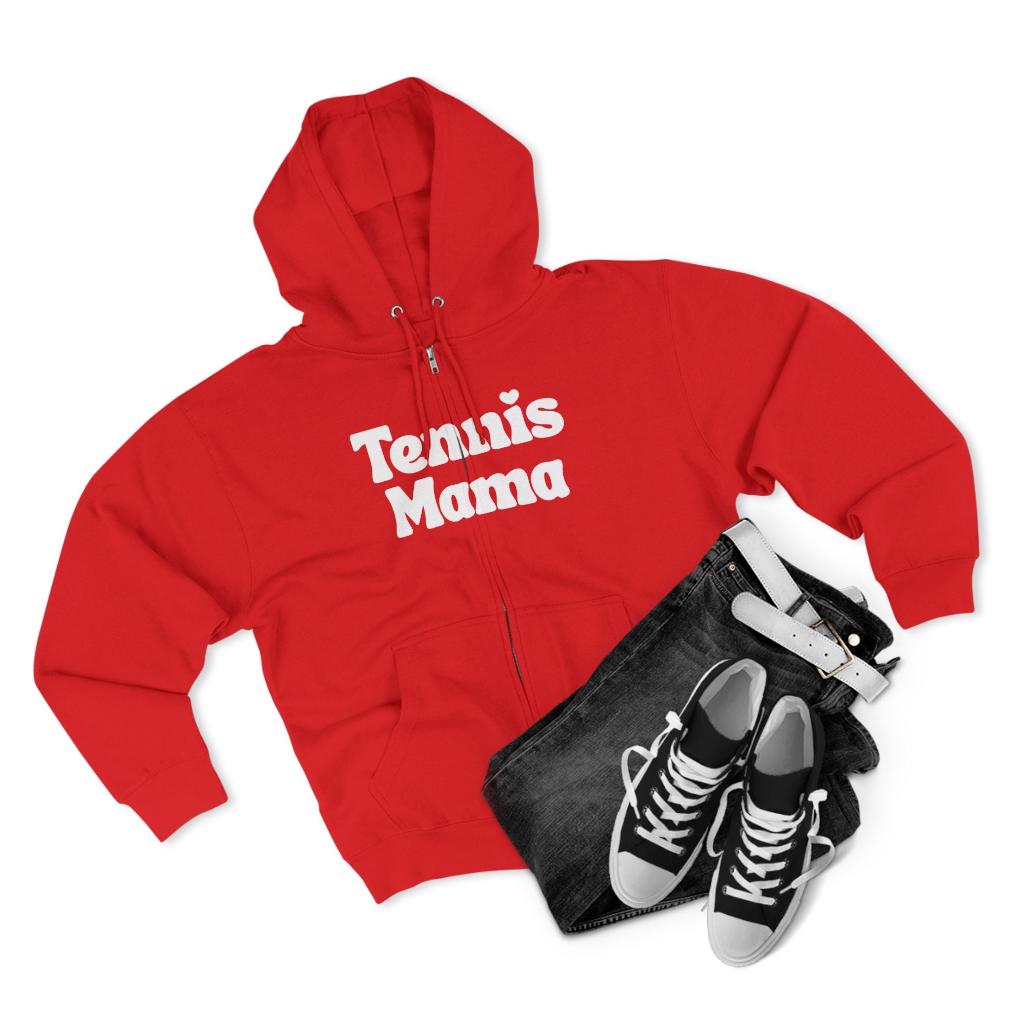 Women's Zip Hoodie — 'Tennis mama' Front Zip Hoodie sweatshirt (white)