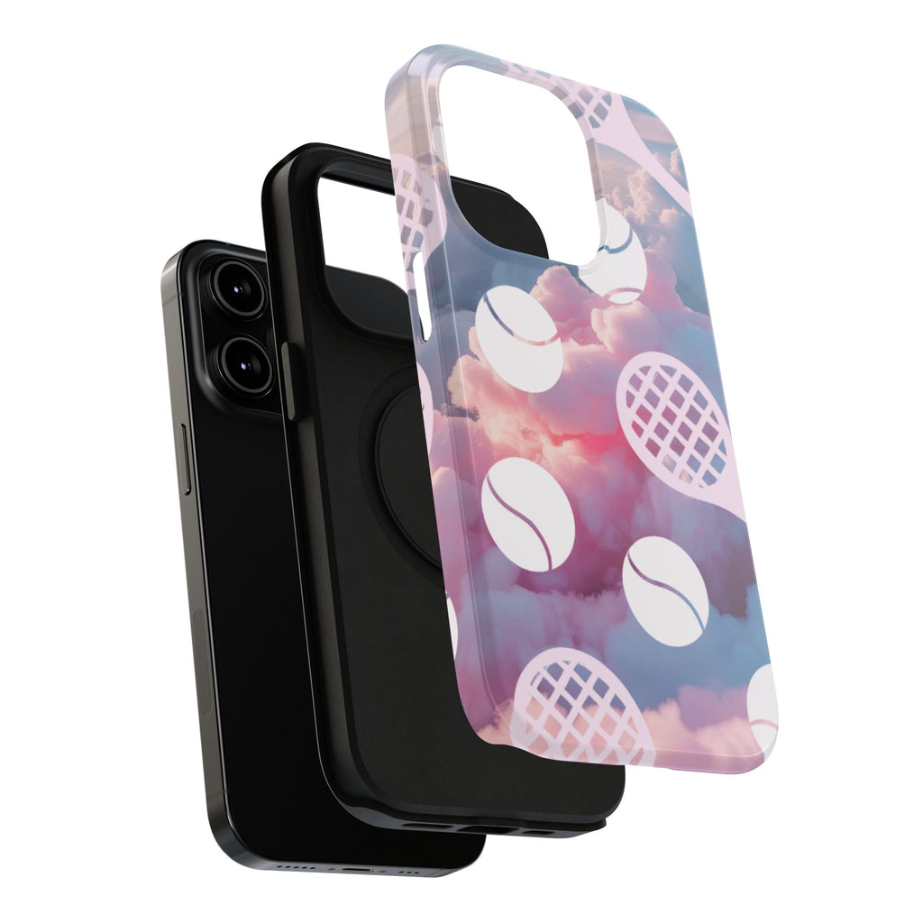 Tennis Impact-Resistant Phone Case — Tennis Rackets & Balls on Cloudscape