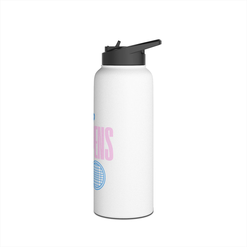 Tennis Water Bottle 18oz/32oz — 'Sip Happens' Stainless Steel Sports Bottle