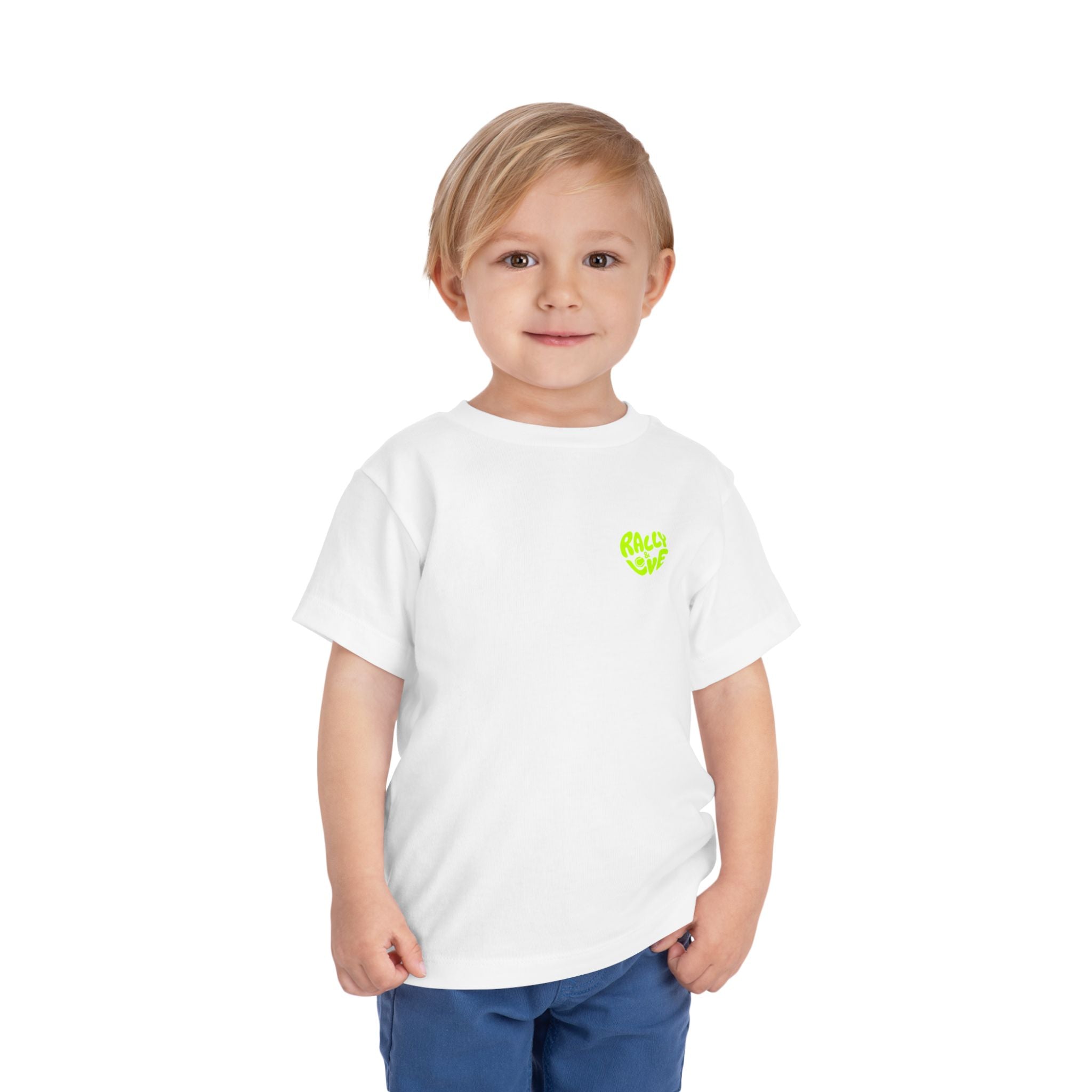 Boy Toddler Junior's Tee — 'Rally & Love' Heart Graphic T-Shirt (neon)