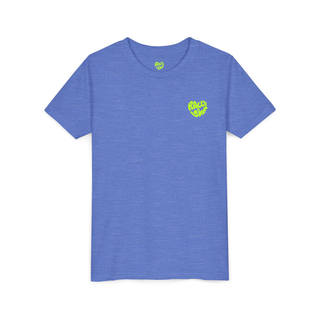 Boy Junior's Tee — 'Rally & Love' Heart Graphic Kids T-Shirt (neon)