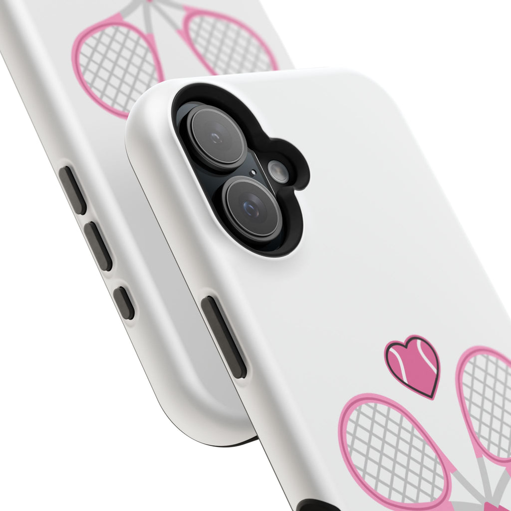Tennis Impact‑Resistant Phone Case — 'Forty Love', pink/white