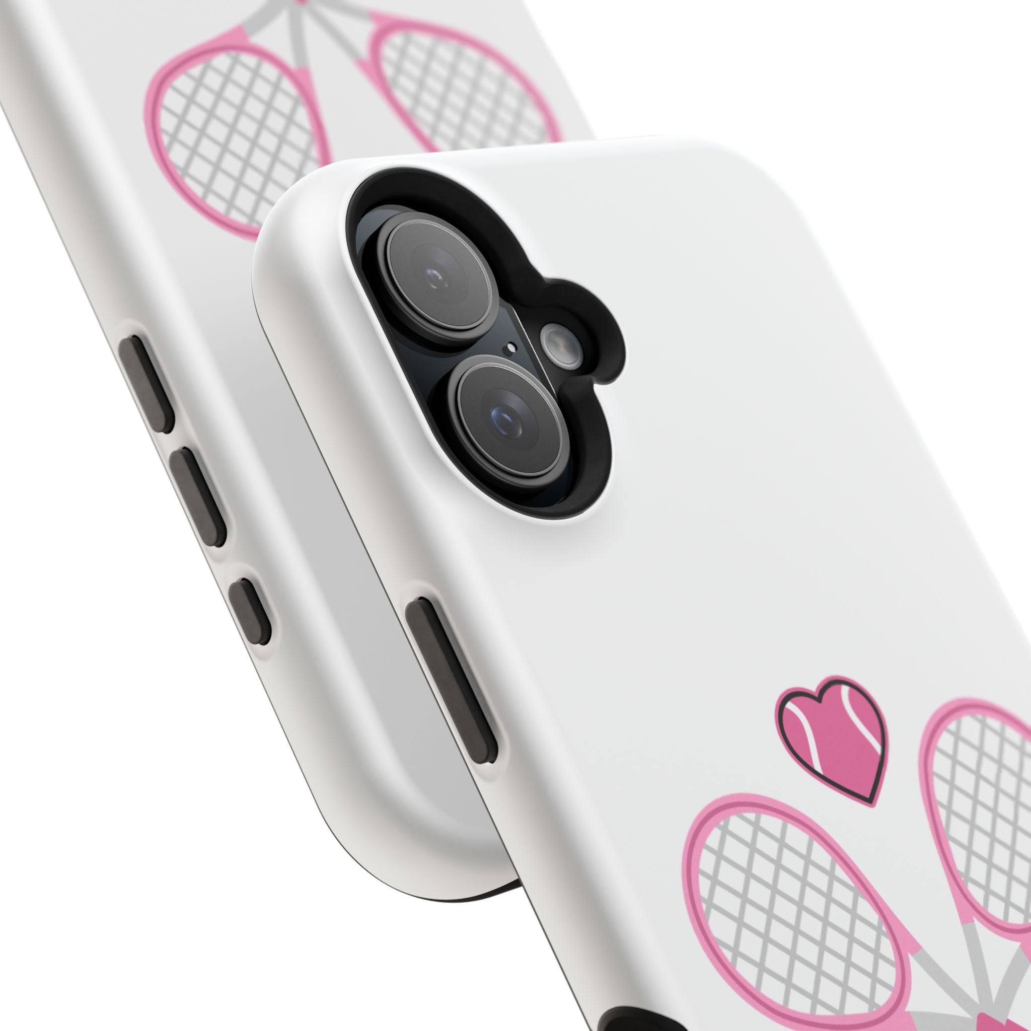 Tennis Impact‑Resistant Phone Case — 'Forty Love', pink/white