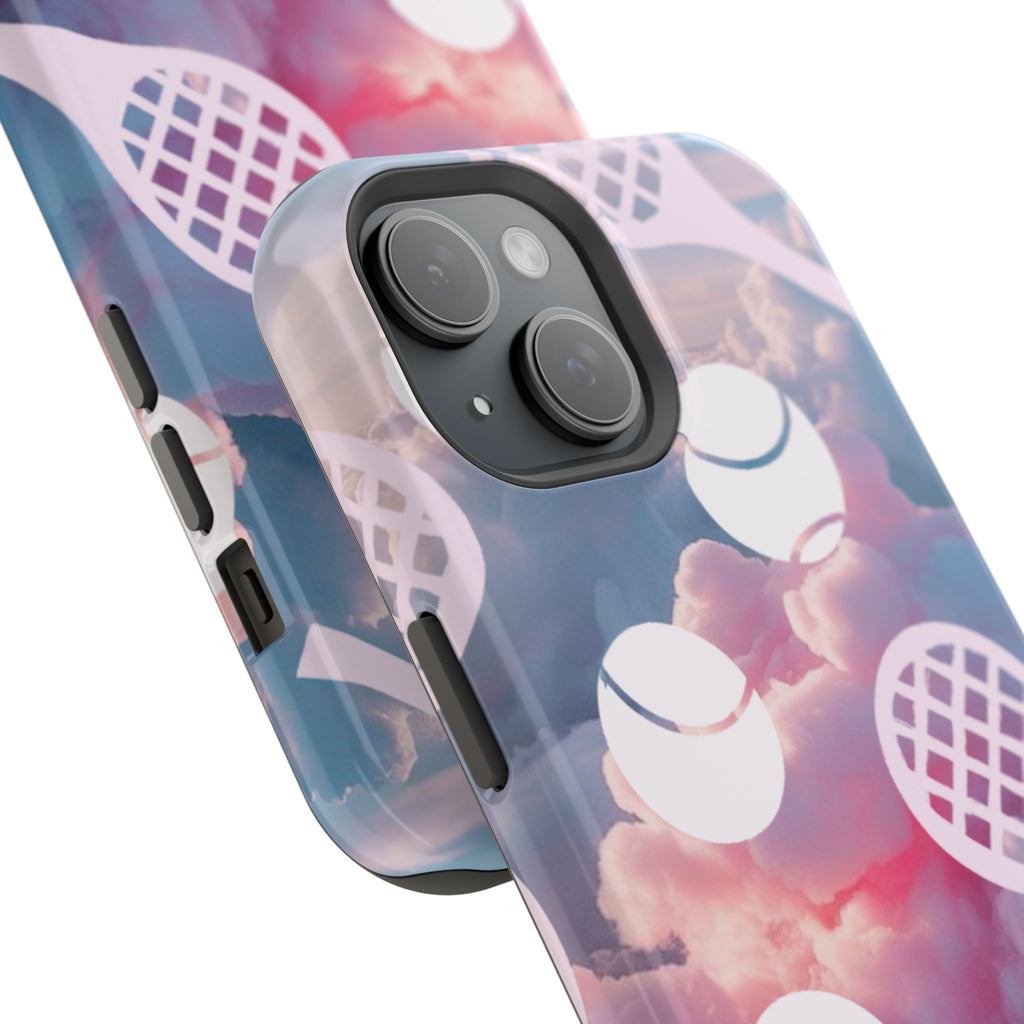 Tennis Impact-Resistant Phone Case — Tennis Rackets & Balls on Cloudscape