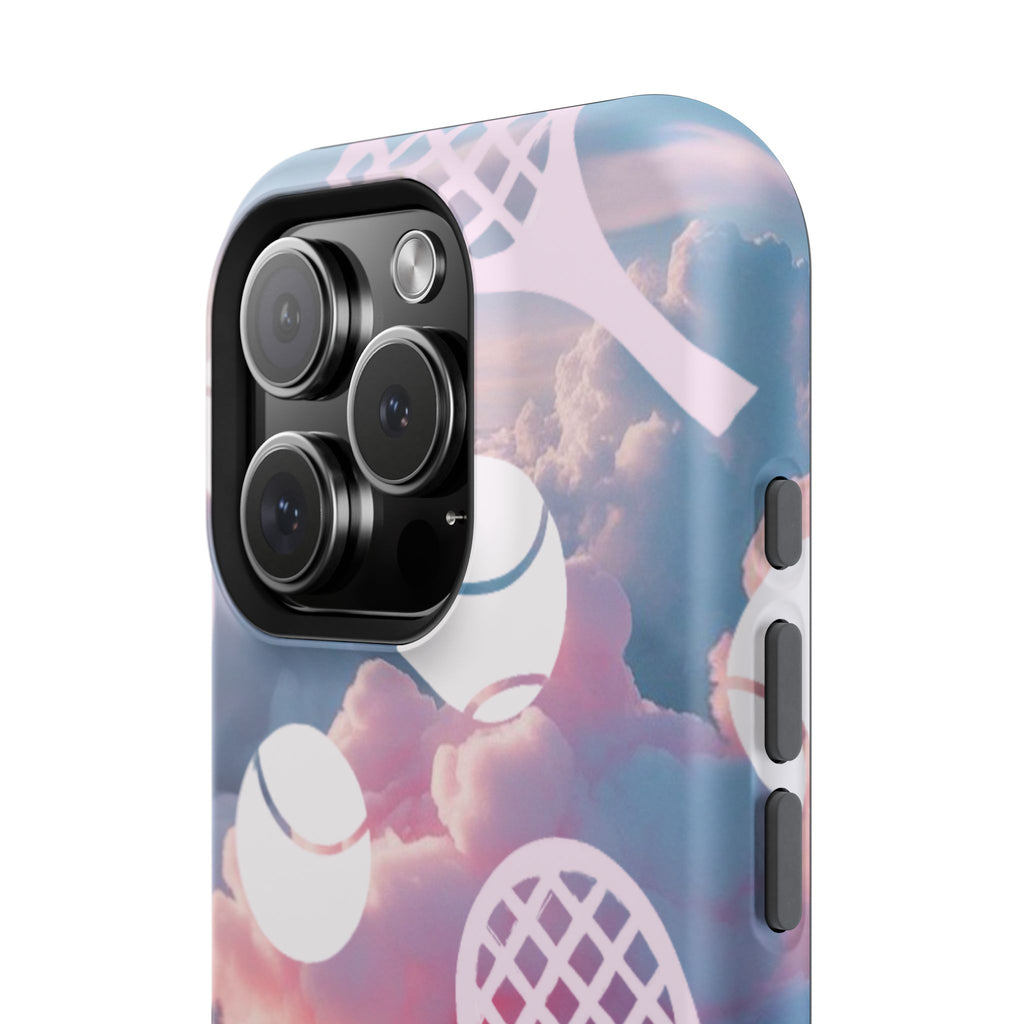 Tennis Impact-Resistant Phone Case — Tennis Rackets & Balls on Cloudscape