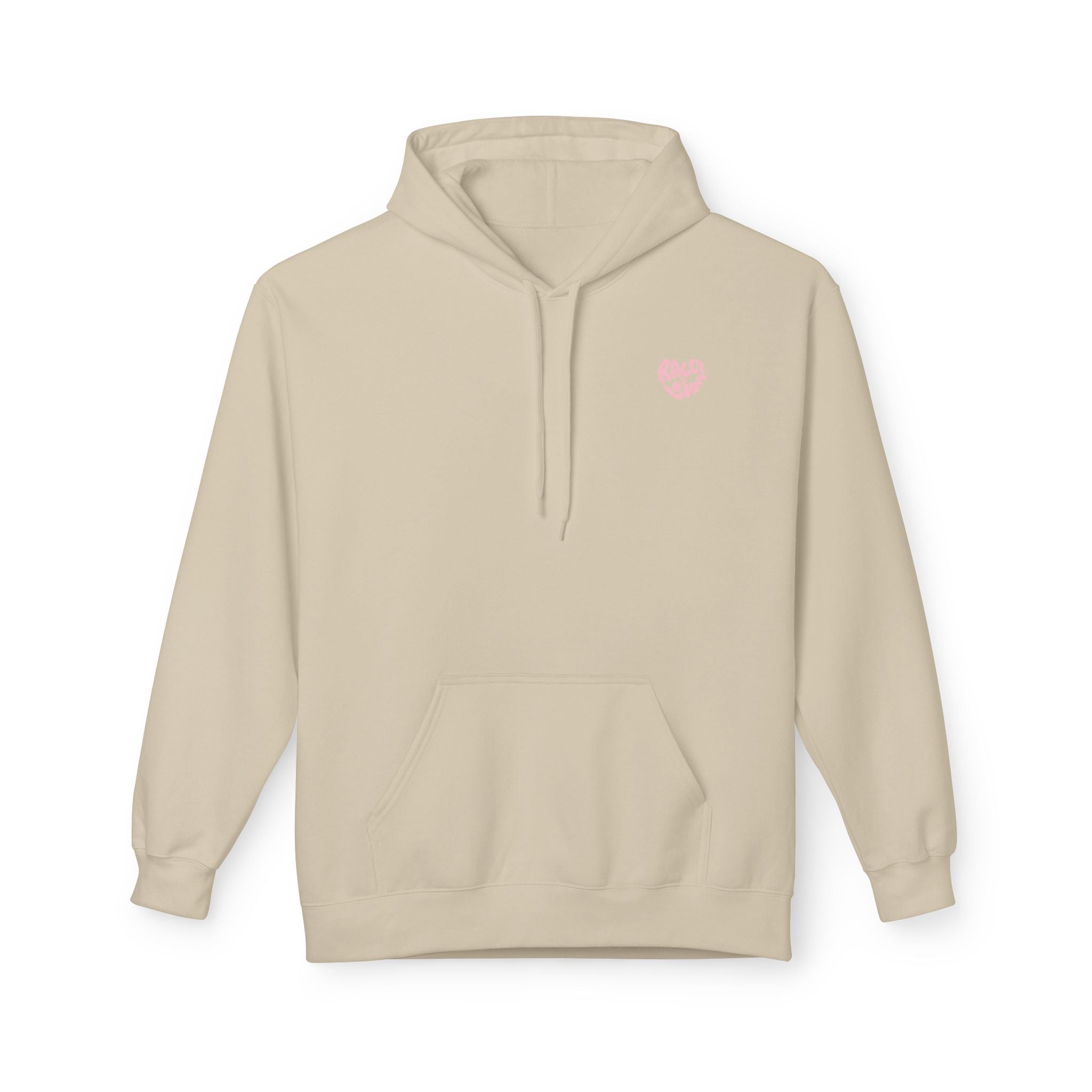 Women's Softstyle Fleece Hoodie sweatshirt - 'Rally & Love' logo, minimalist (pink)