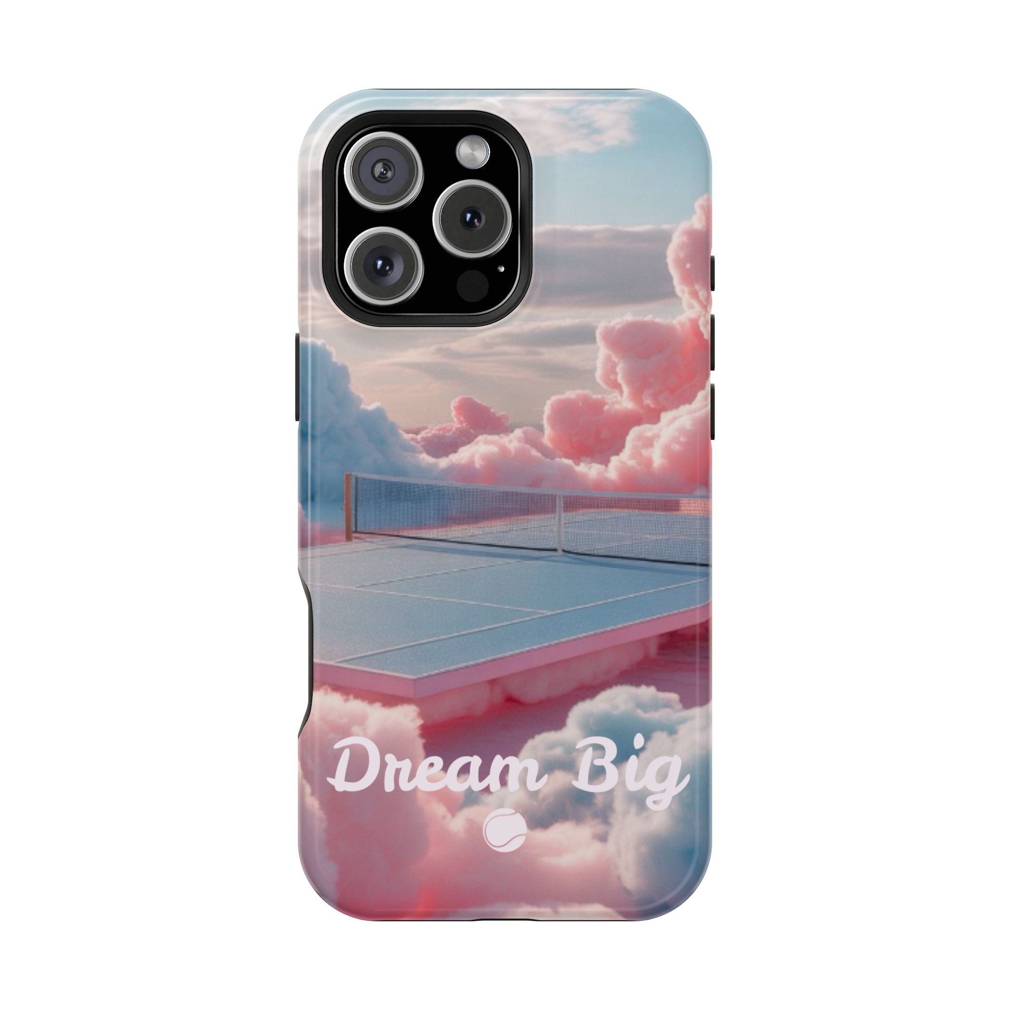 Tennis Impact-Resistant Phone Case — 'Dream Big' Pastel Cloud Tennis Court
