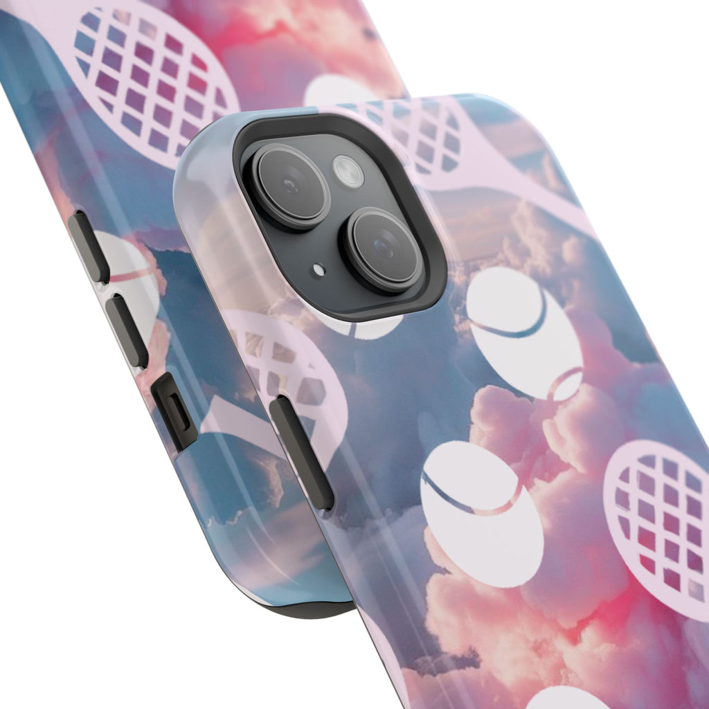 Tennis Impact-Resistant Phone Case — Tennis Rackets & Balls on Cloudscape