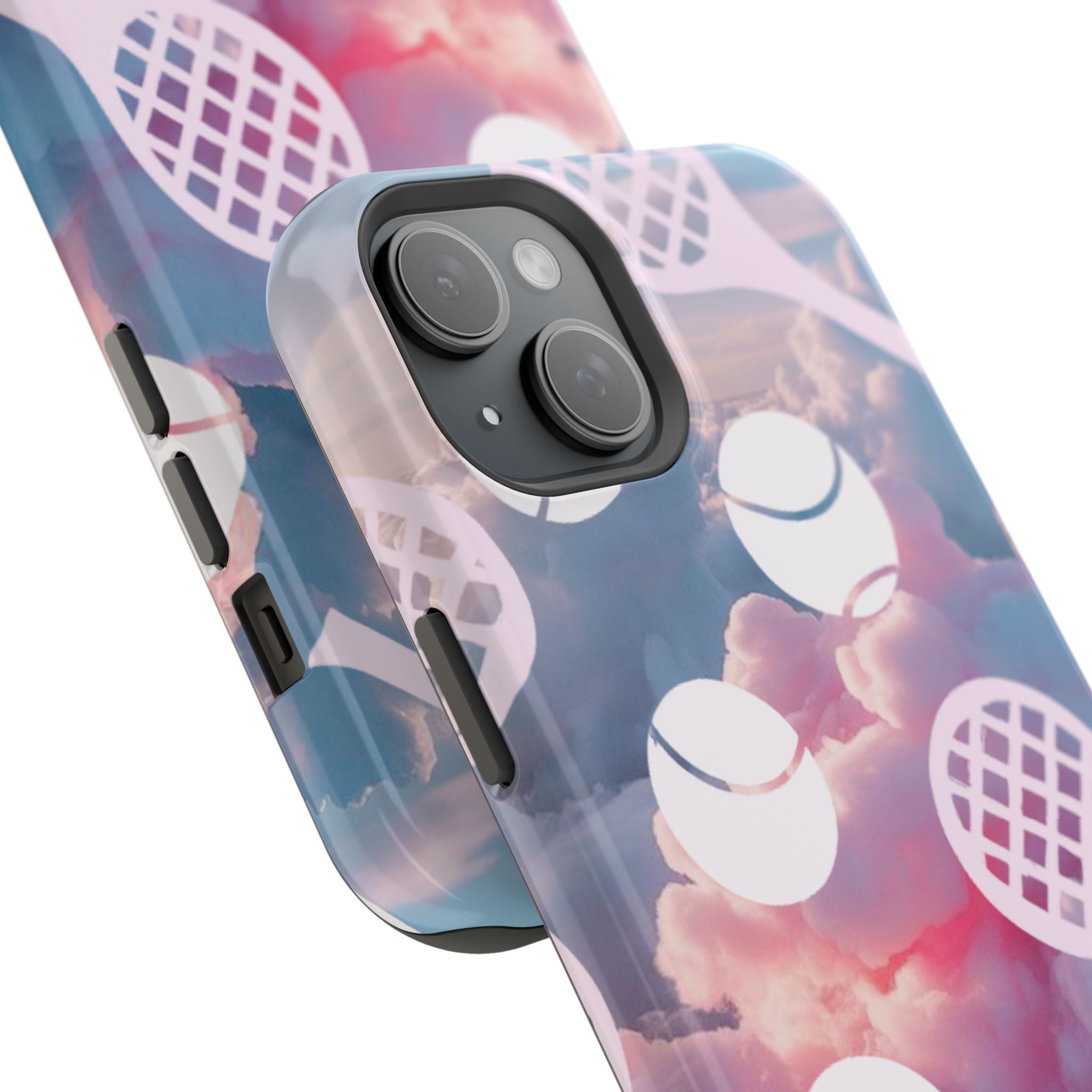 Tennis Impact-Resistant Phone Case — Tennis Rackets & Balls on Cloudscape