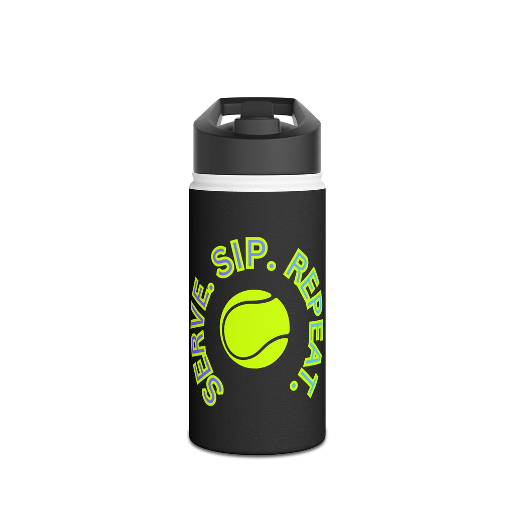 Juniors Stainless Steel Water Bottle, 12 oz — ‘Serve. Sip. Repeat.’ Sports Bottle