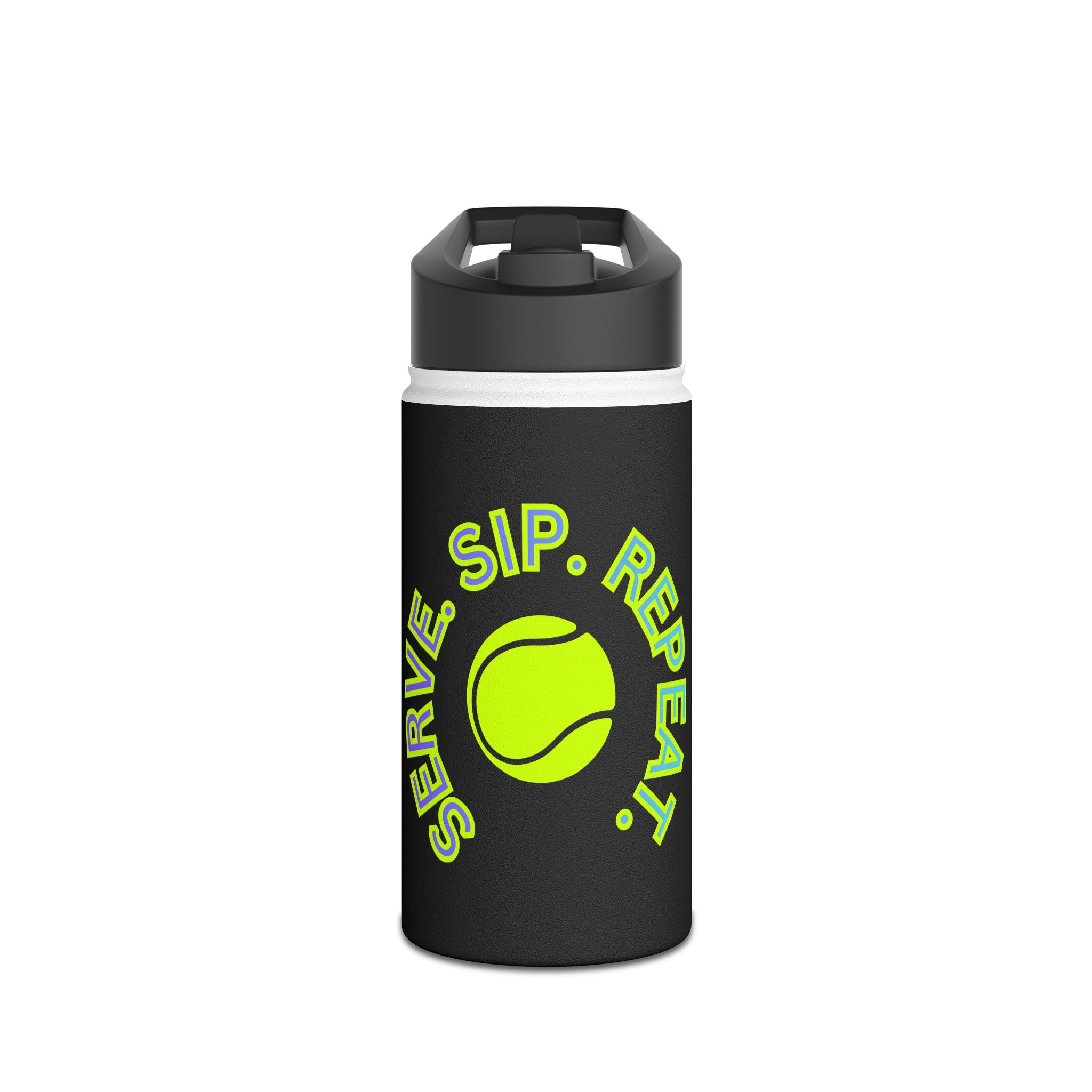 Juniors Stainless Steel Water Bottle, 12 oz — ‘Serve. Sip. Repeat.’ Sports Bottle