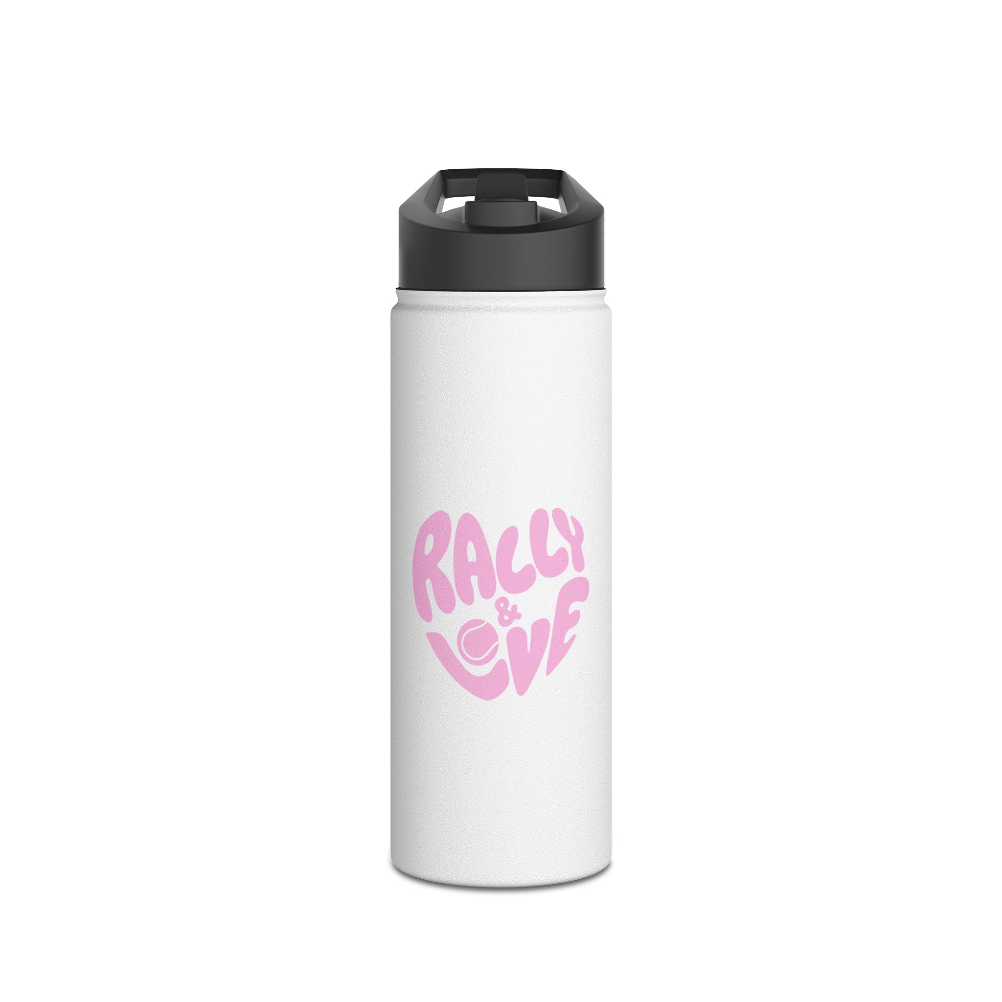 Stainless Steel Water Bottle 18oz/32oz — 'Rally & Love' logo (Bubblegum Pink)