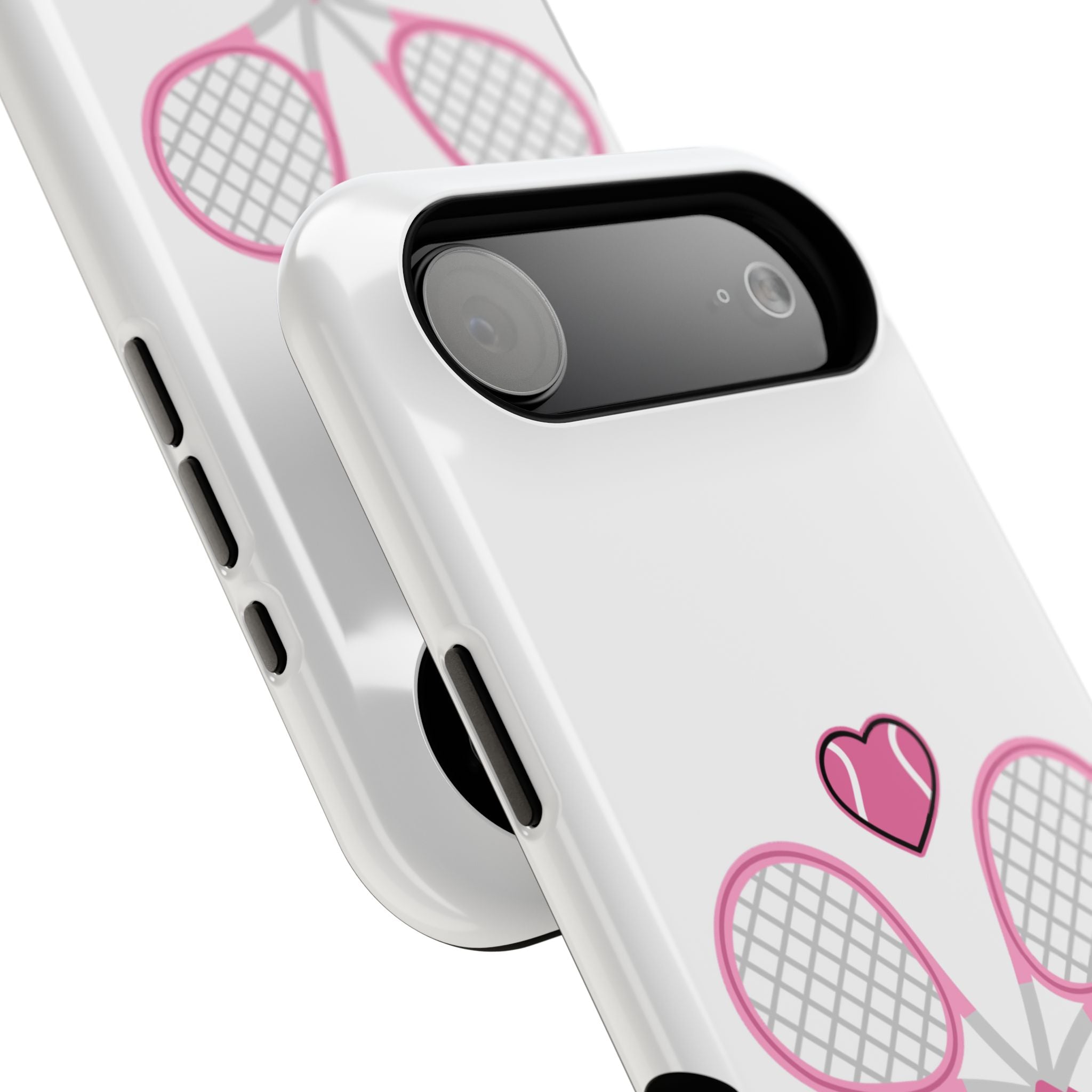 Tennis Impact‑Resistant Phone Case — 'Forty Love', pink/white