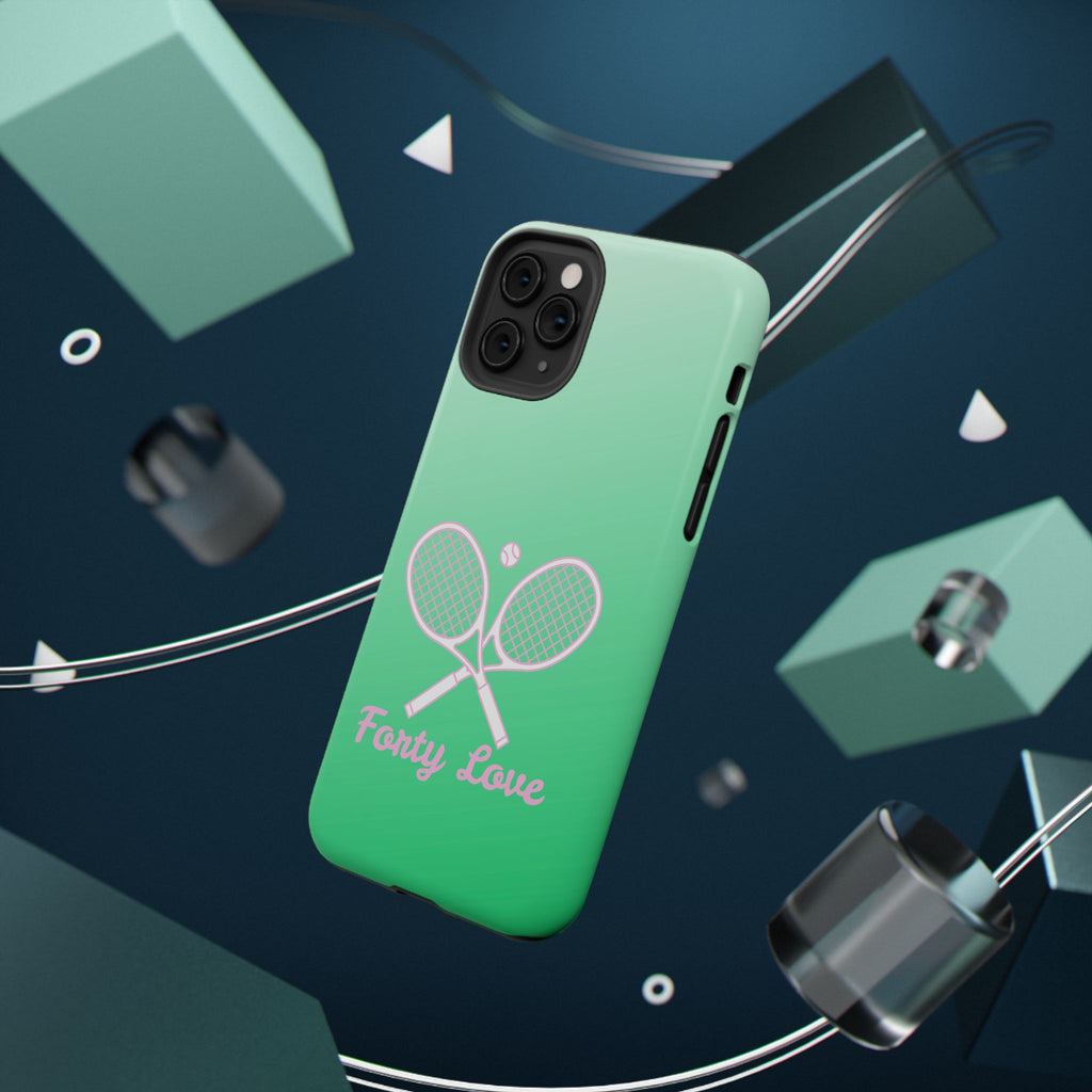 Tennis Impact-Resistant Phone Case — 'Forty Love', Green Gradient