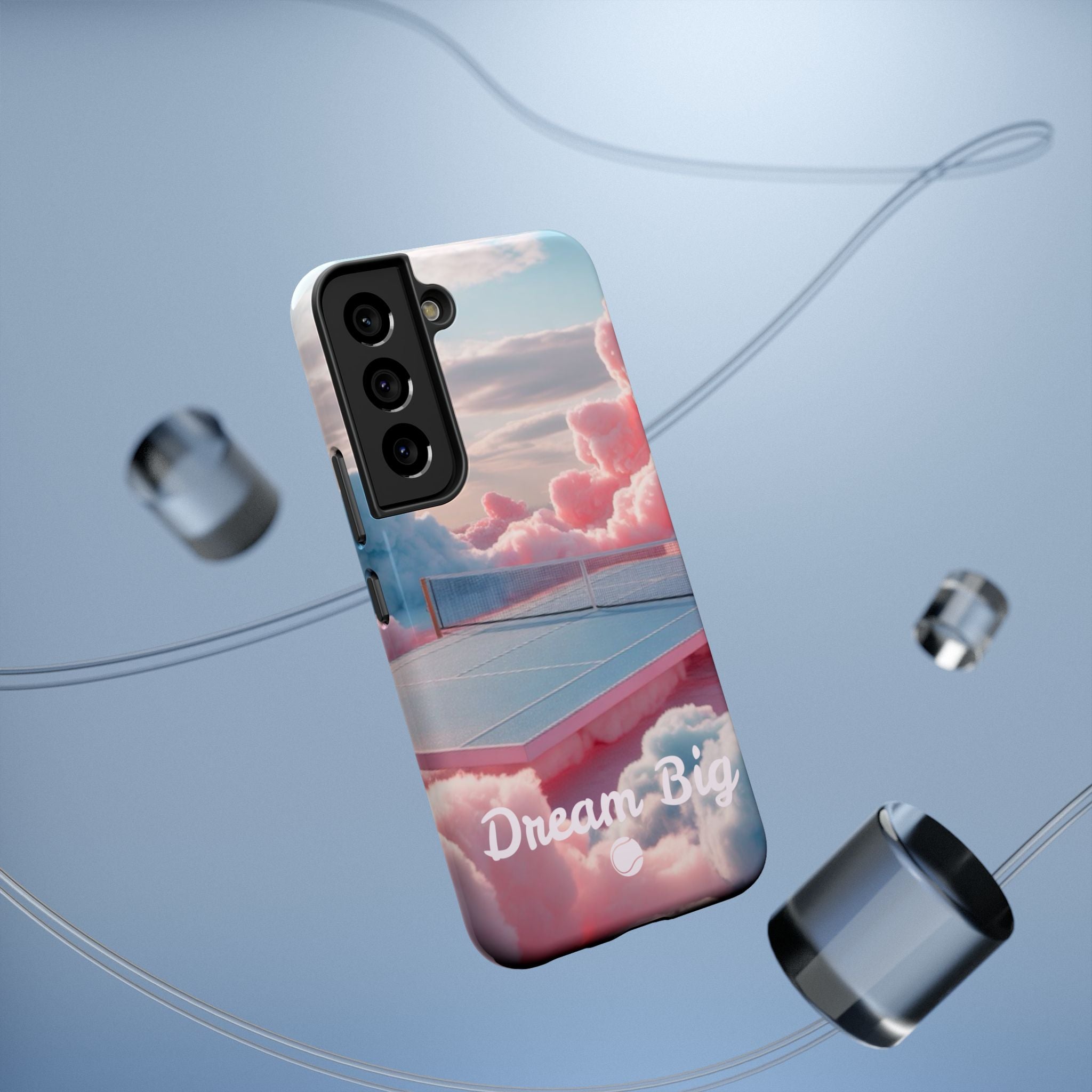 Tennis Impact-Resistant Phone Case — 'Dream Big' Pastel Cloud Tennis Court