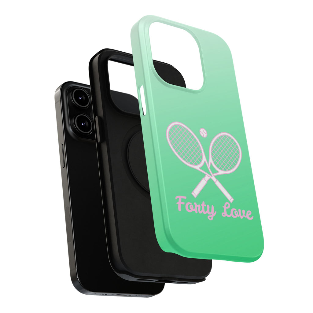 Tennis Impact-Resistant Phone Case — 'Forty Love', Green Gradient