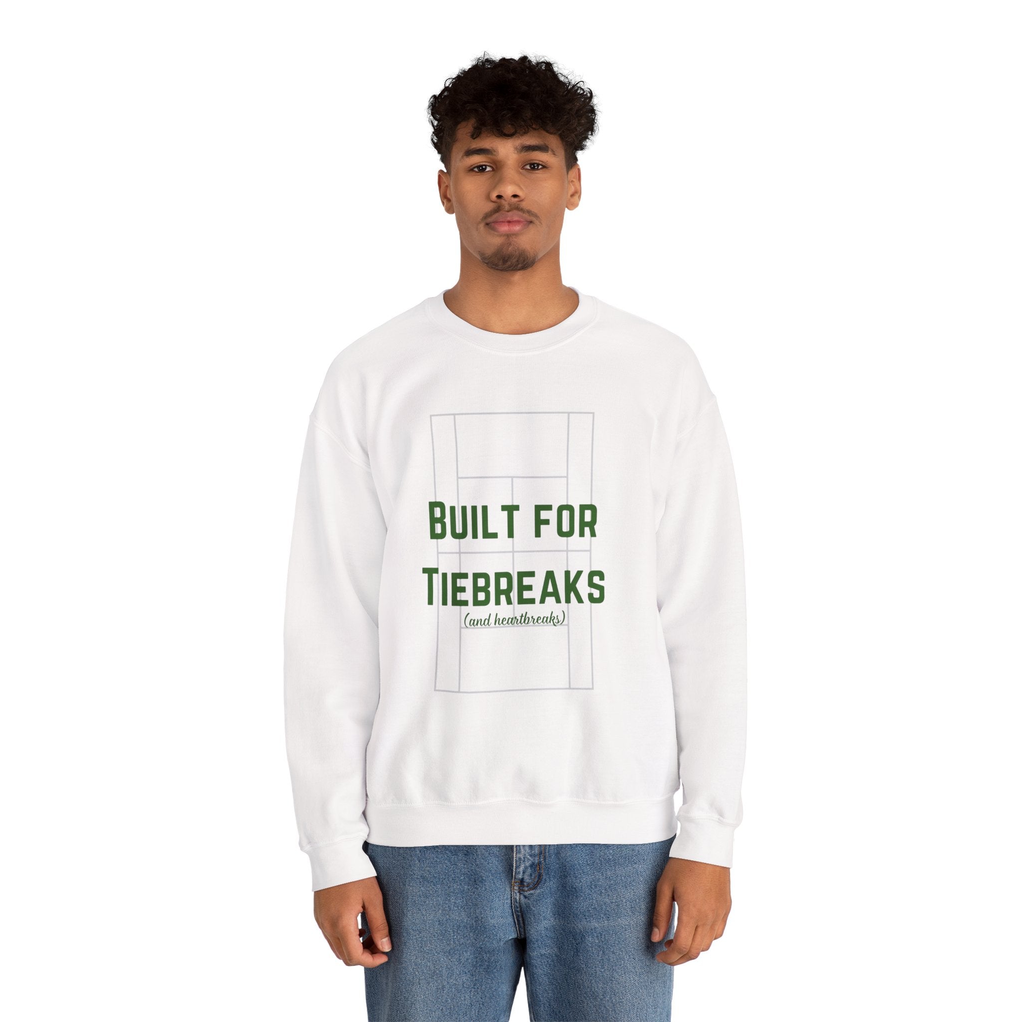Men's Crewneck Sweatshirt — "Built for Tiebreaks (and heartbreaks)" Tennis Crewneck