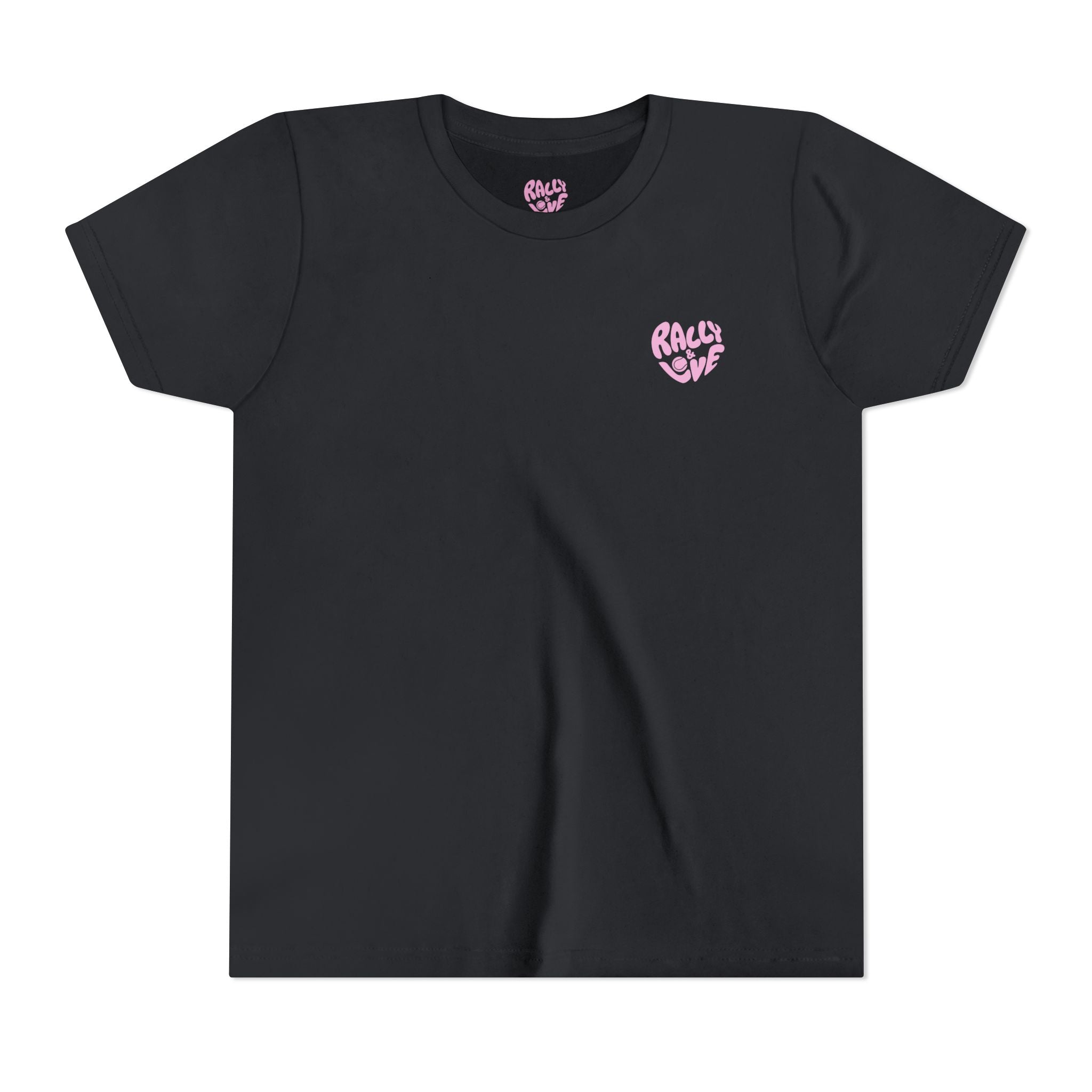 Girl's Junior Tee — 'Rally & Love' Heart Graphic Kids T-Shirt (bubblegum pink)