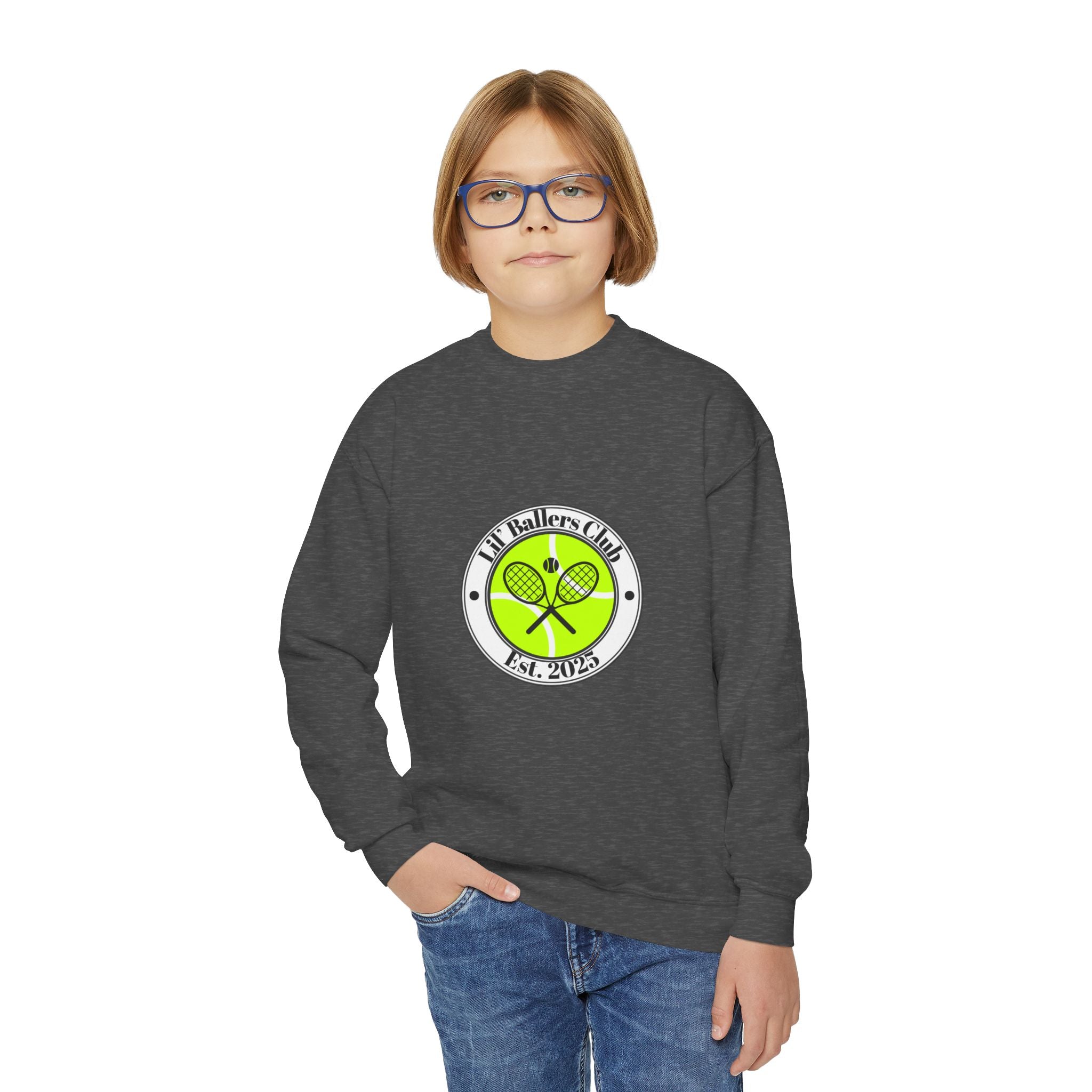 Boy's Juniors Crewneck Sweatshirt - "Lil' Baller's Club" Tennis Crewneck