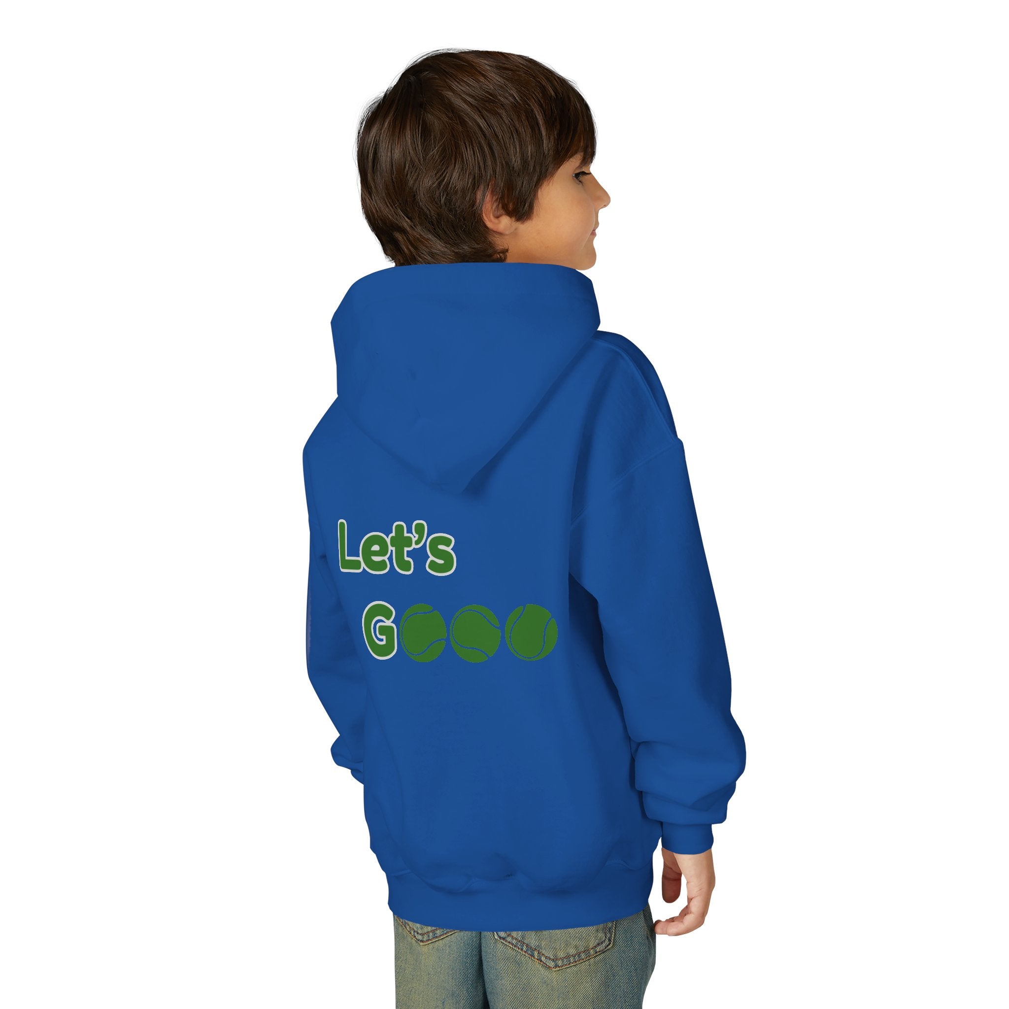 Boy's Junior Hoodie sweatshirt — “Let’s Go” Tennis Graphic Sweatshirt (Green)