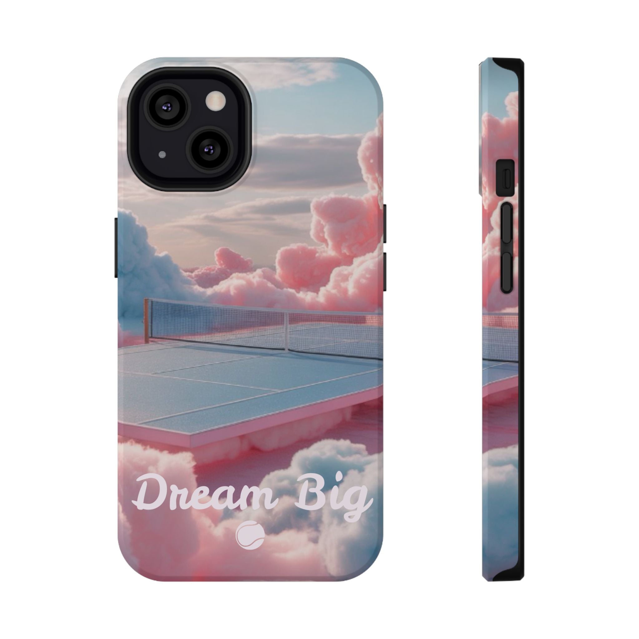 Tennis Impact-Resistant Phone Case — 'Dream Big' Pastel Cloud Tennis Court