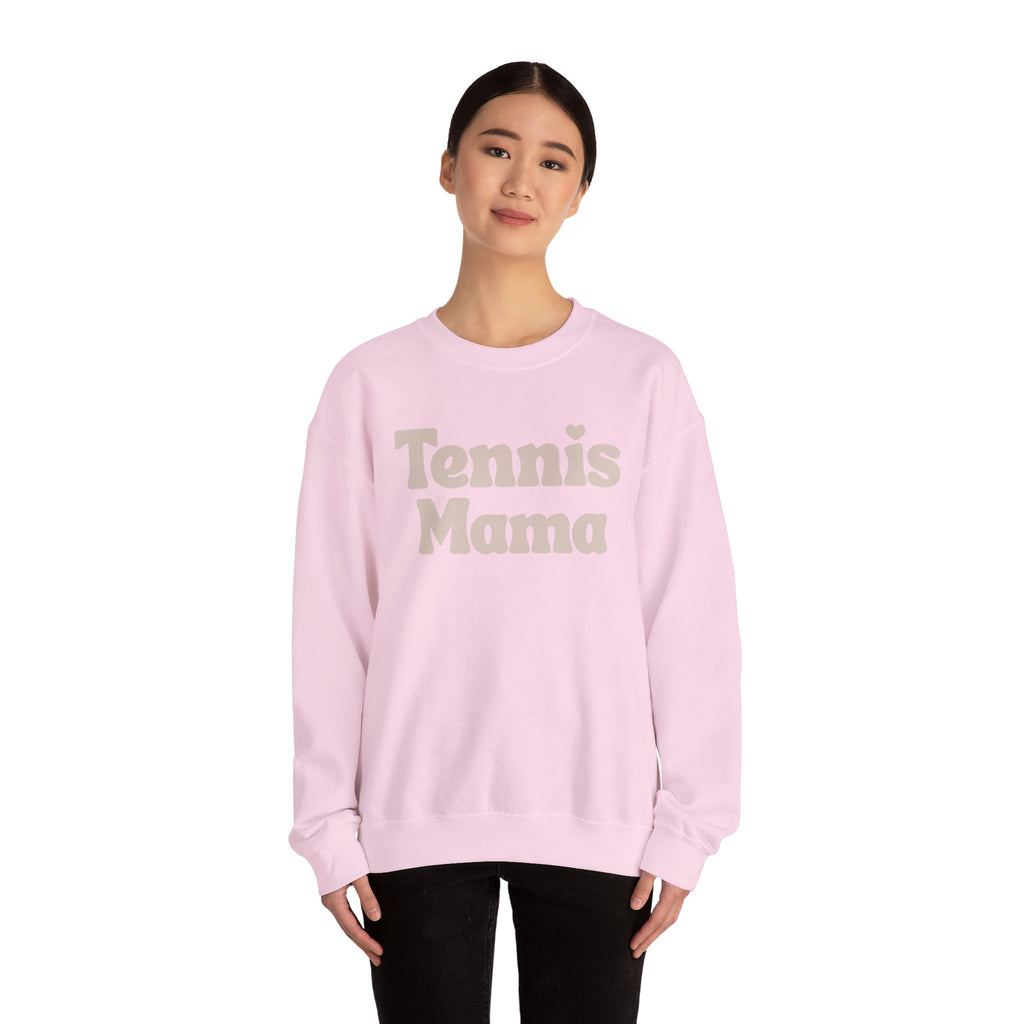 Women's Crewneck Sweatshirt - 'Tennis mama' tennis sweatshirt (tan)