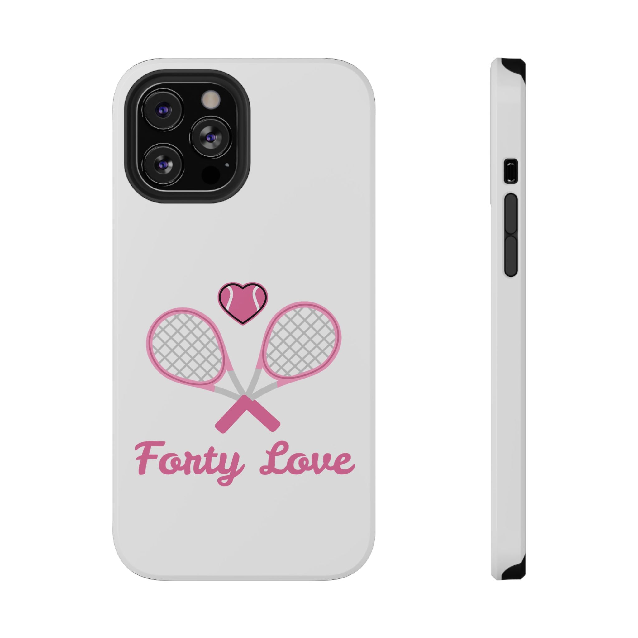 Tennis Impact‑Resistant Phone Case — 'Forty Love', pink/white
