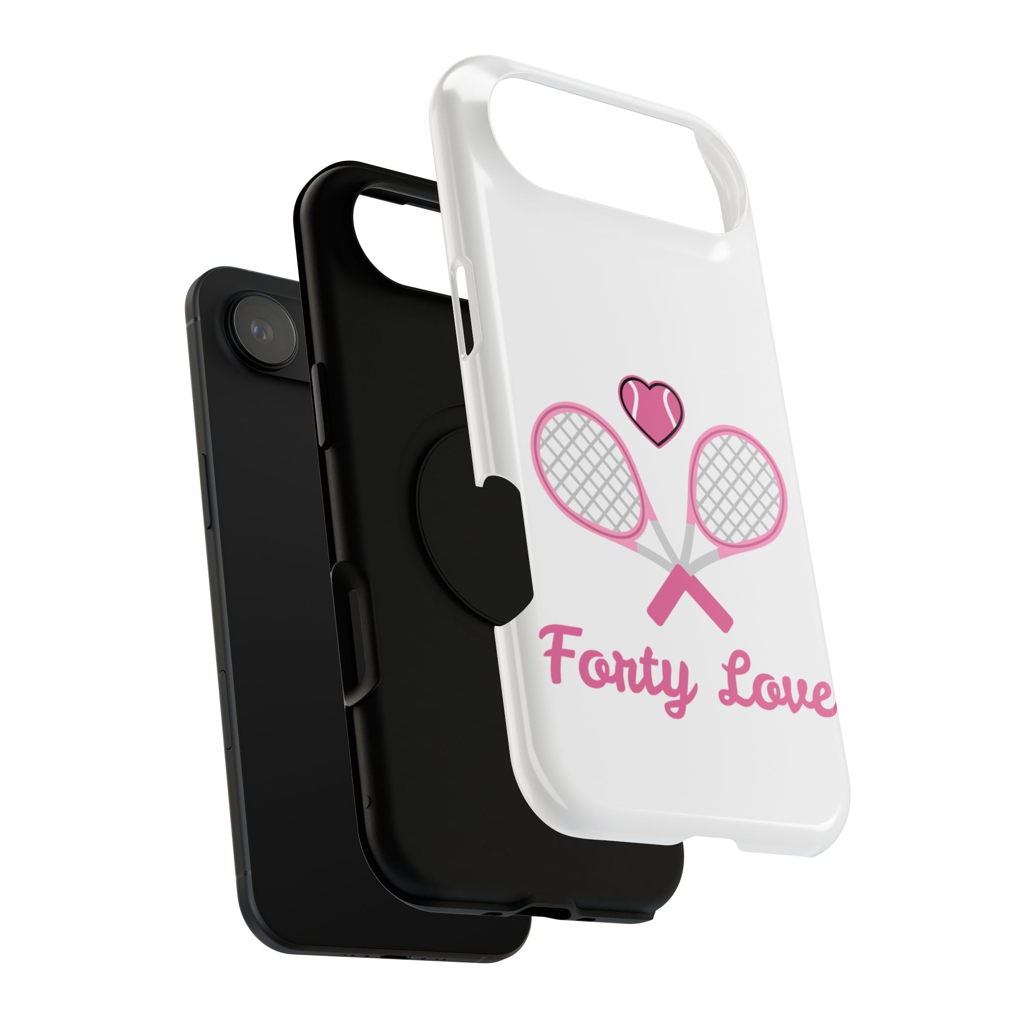 Tennis Impact‑Resistant Phone Case — 'Forty Love', pink/white