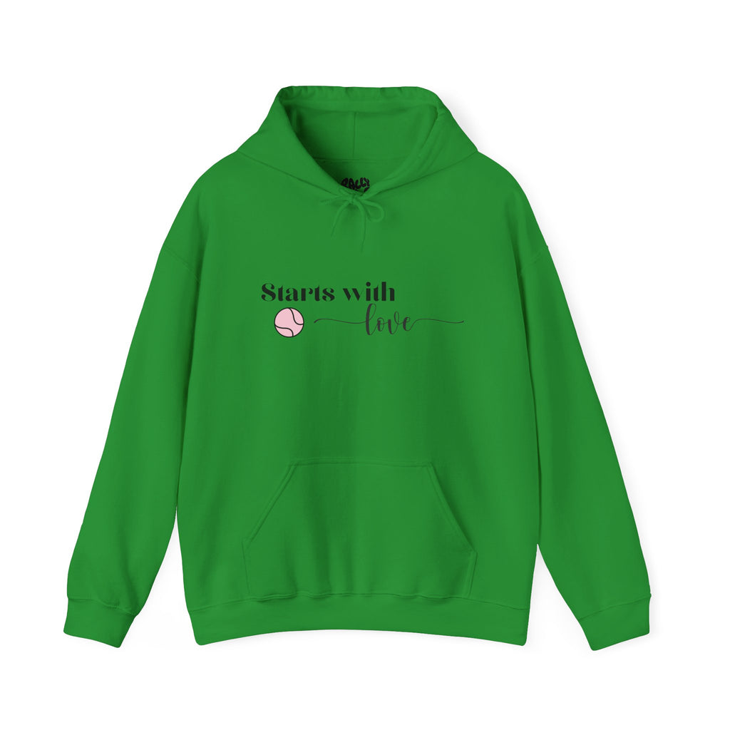 Women's Hoodie Sweatshirt- 'Starts with Love' tennis ball, Sports Graphic